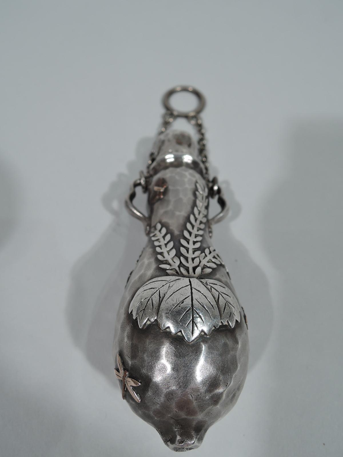 American Beautiful Tiffany Sterling Silver and Mixed Metal Chatelaine Perfume For Sale