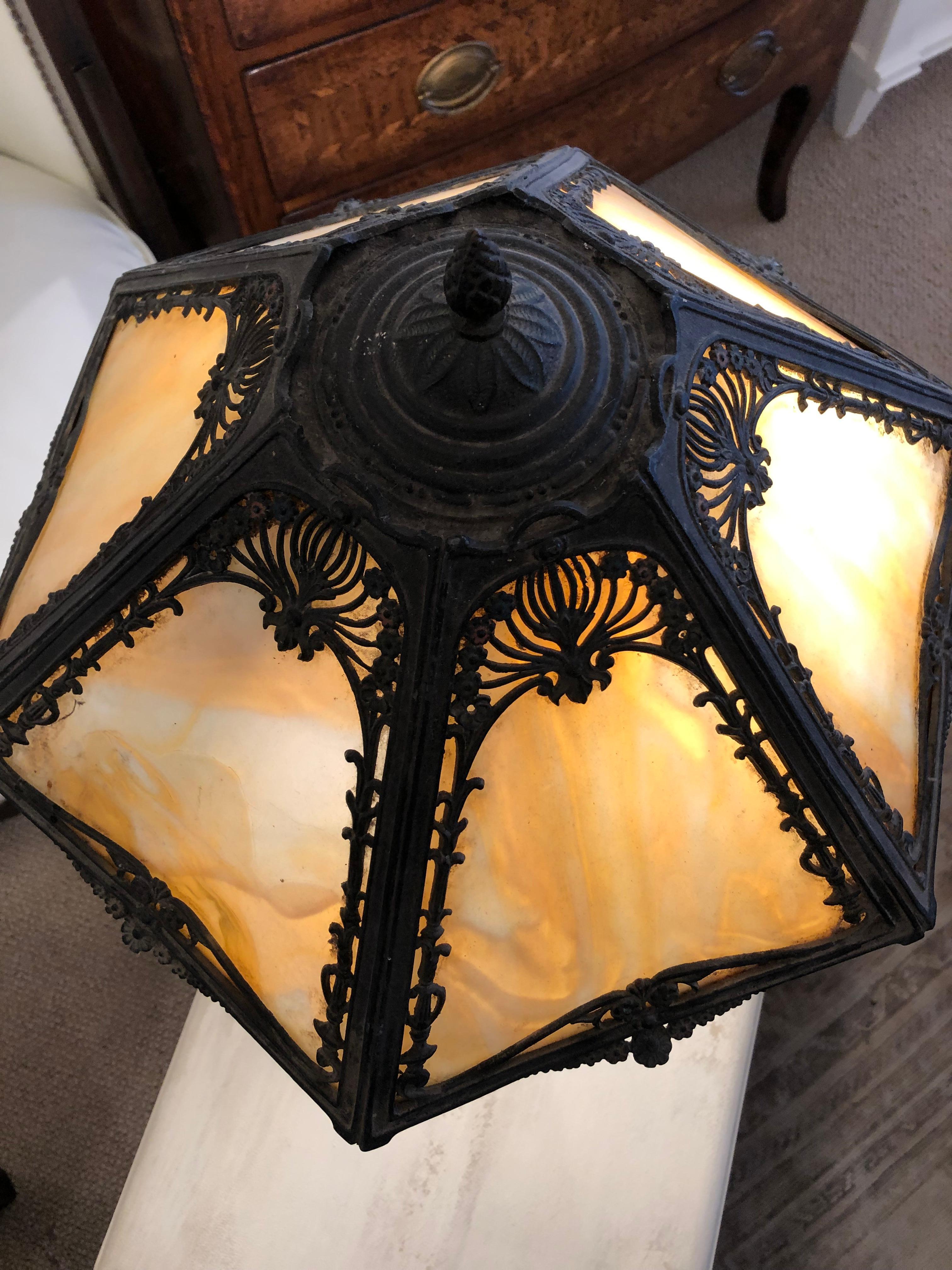 art deco cast iron table lamp