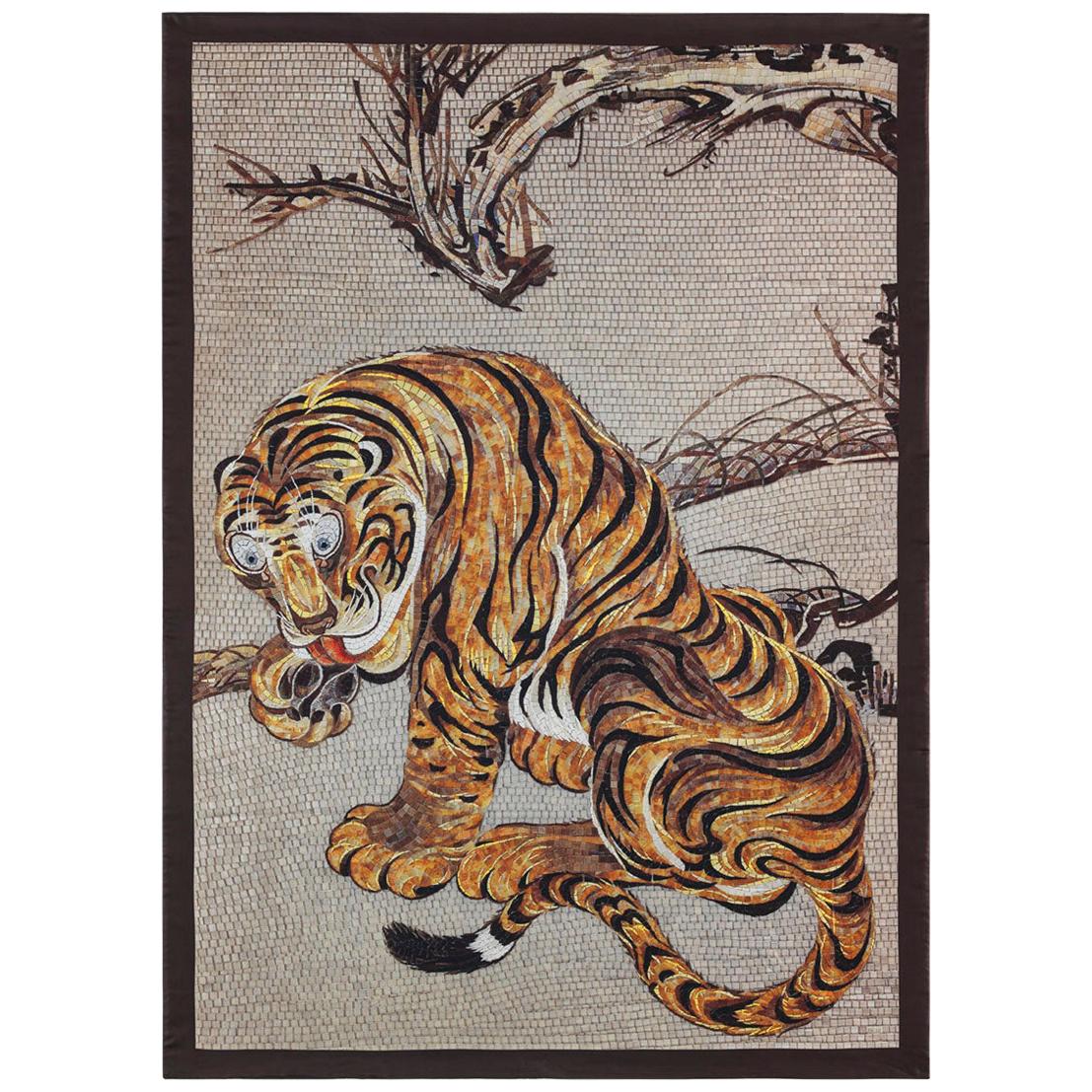 Beautiful Tiger Bedcover Blanket Silk Cashmere Wood