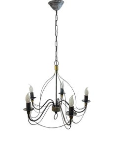 Beautiful Tole Classic Chandelier Weathered Verdigris and Gilded Metal Vintage