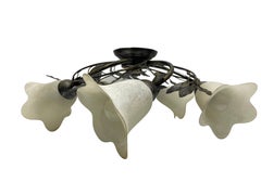 Magnifique lustre encastré à cinq lumières en tôle florentine Florence de Koegl Leuchten, années 1980