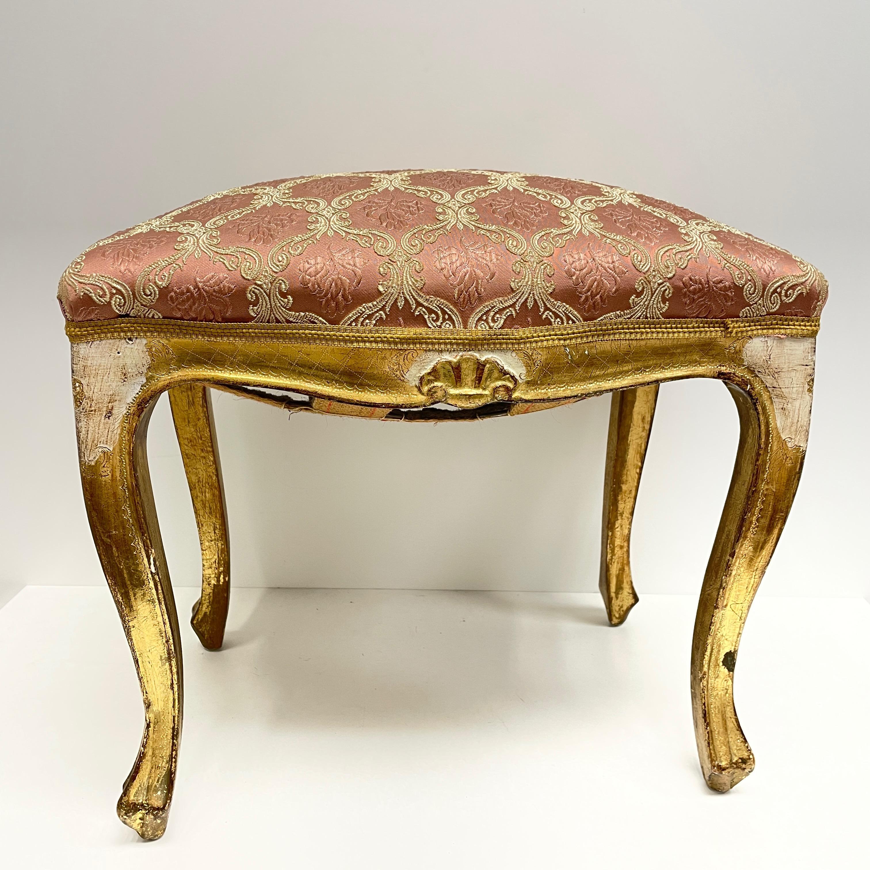 Beautiful Tole Hollywood Regency Stool or Foot Rest, Italy, 1930s For Sale 9