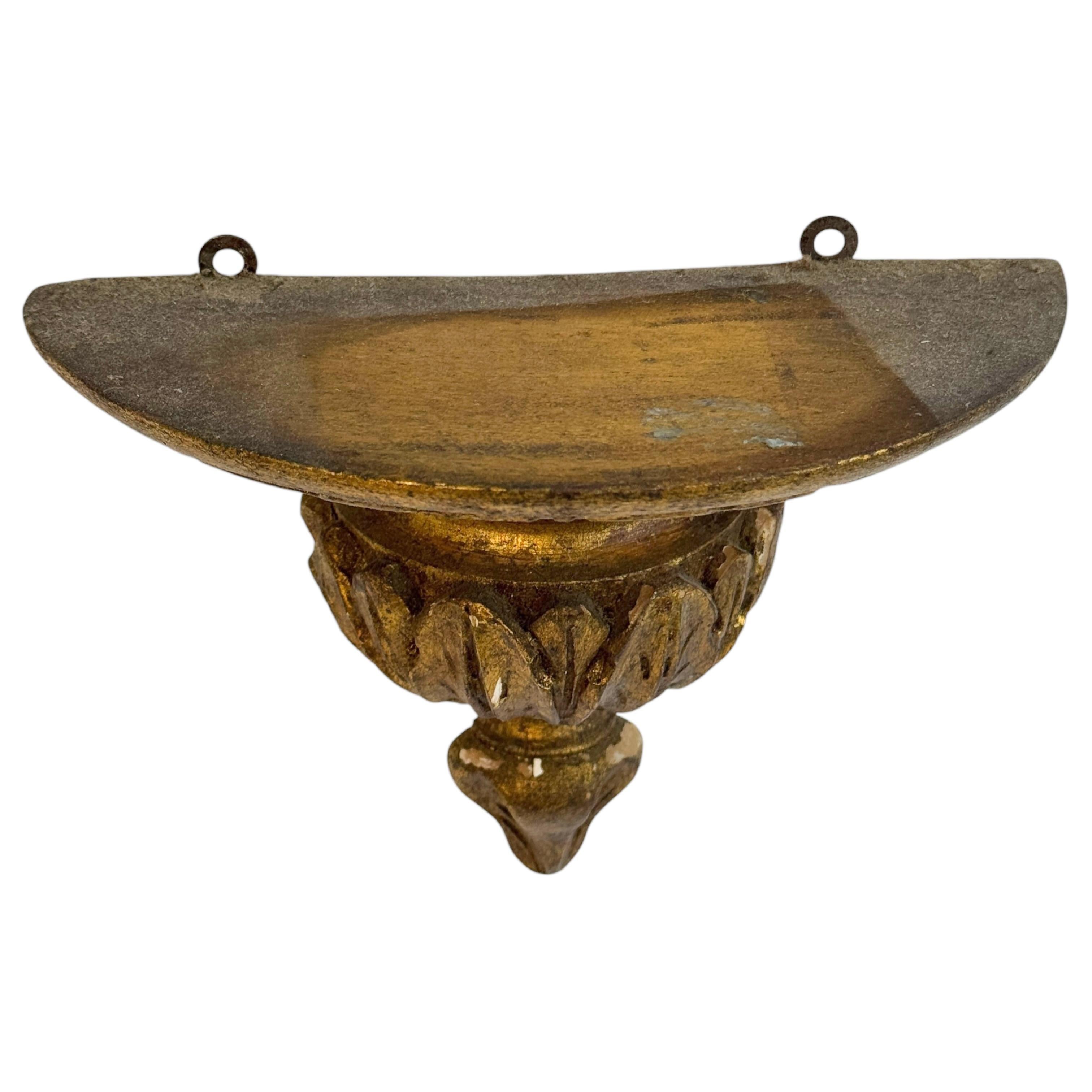 Preciosa consola de pared dorada de Tole Toleware Alemania 1890s Barroco en venta