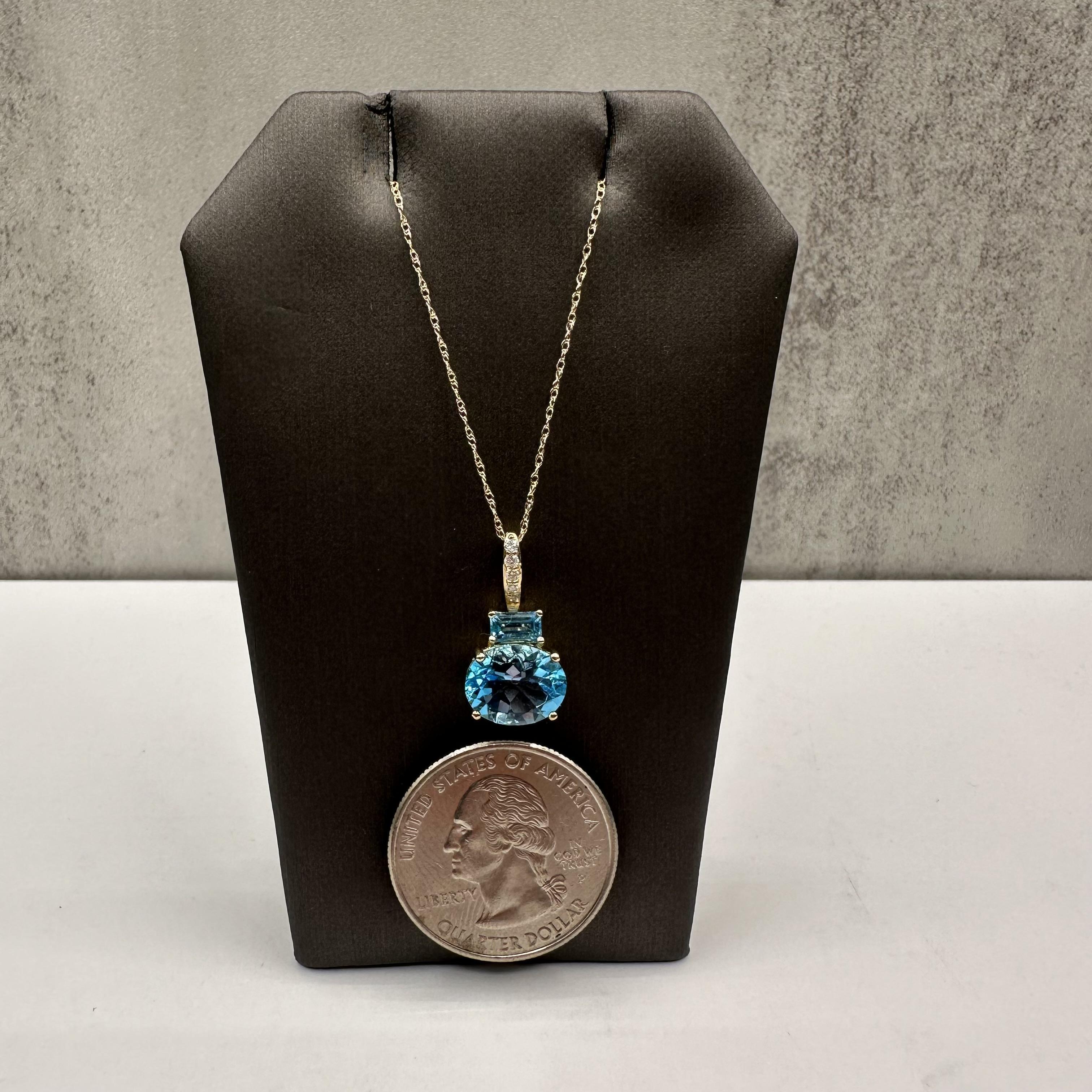 Beautiful Topaz and Diamond Necklace in 10kt Yellow Gold – 18 Inches, New In New Condition For Sale In West Hempstead, NY