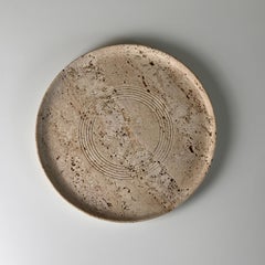 Beautiful Travertine Centerpiece with Concentric Circle Design, Italy, 1970s