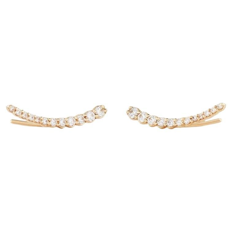 Tapered Diamond 18K Gold Climber Stud Earrings For Sale
