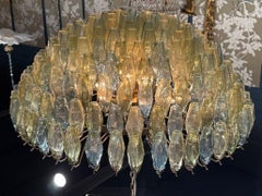 Beautiful Tri-Color Poliheder Murano Glass Waterfall Chandelier