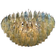 Beautiful Tri-Color Poliheder Murano Glass Waterfall Chandelier