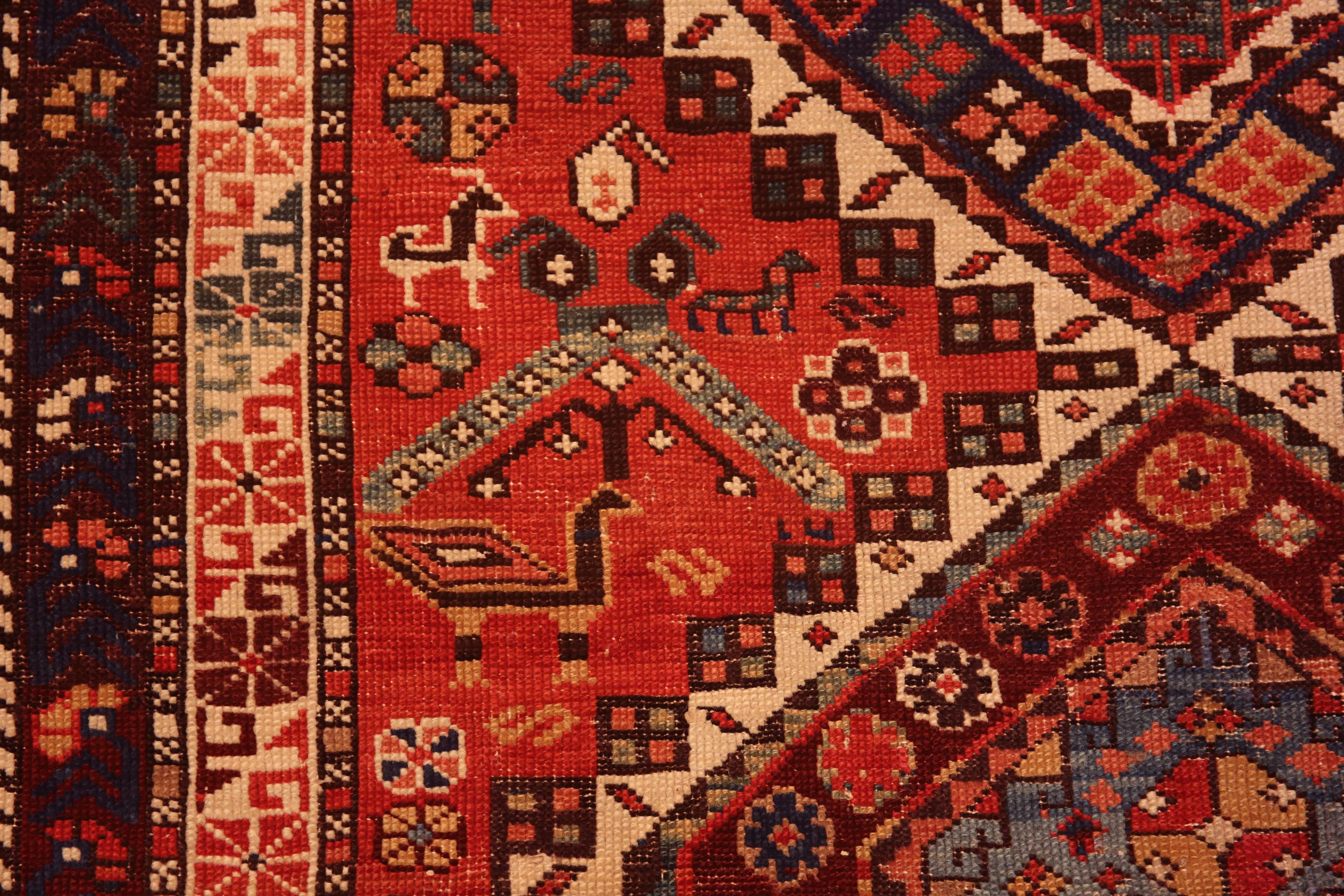 Laine Magnifique tapis Shirvan caucasien rustique et tribal, d'antiquités, de 4' x 5'6