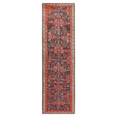 Bellissimo tappeto tribale antico Seychour Caucasian Runner 3'6" x 11'