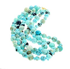 Gemjunky Vintage Inspired Blue 3 Strand Peruvian Opal Diamond Clasp Necklace