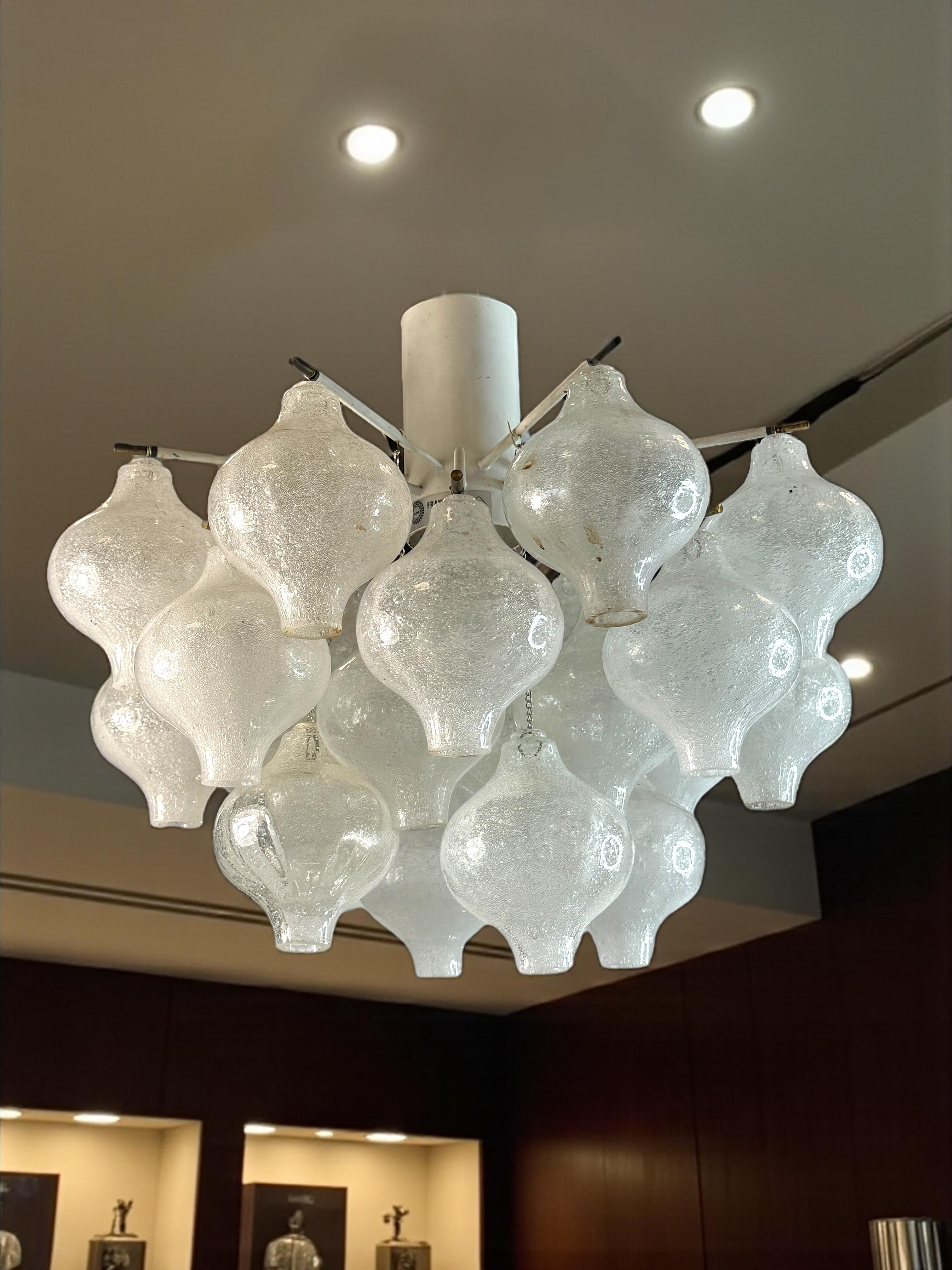 Beautiful Tulipan Glass Flush Mount by Kalmar Franken, Germany 1960s en venta 4