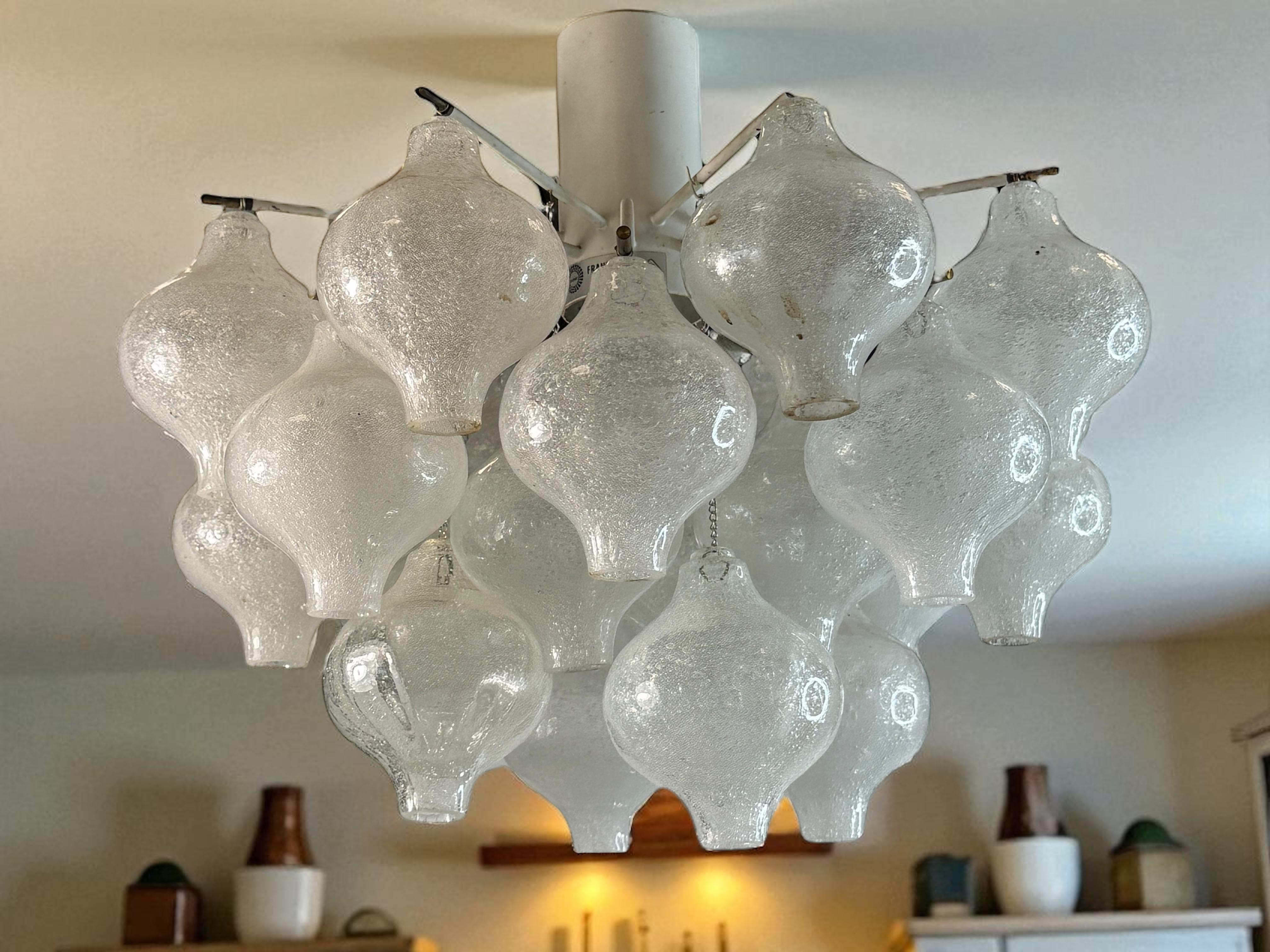 Beautiful Tulipan Glass Flush Mount by Kalmar Franken, Germany 1960s en venta 11