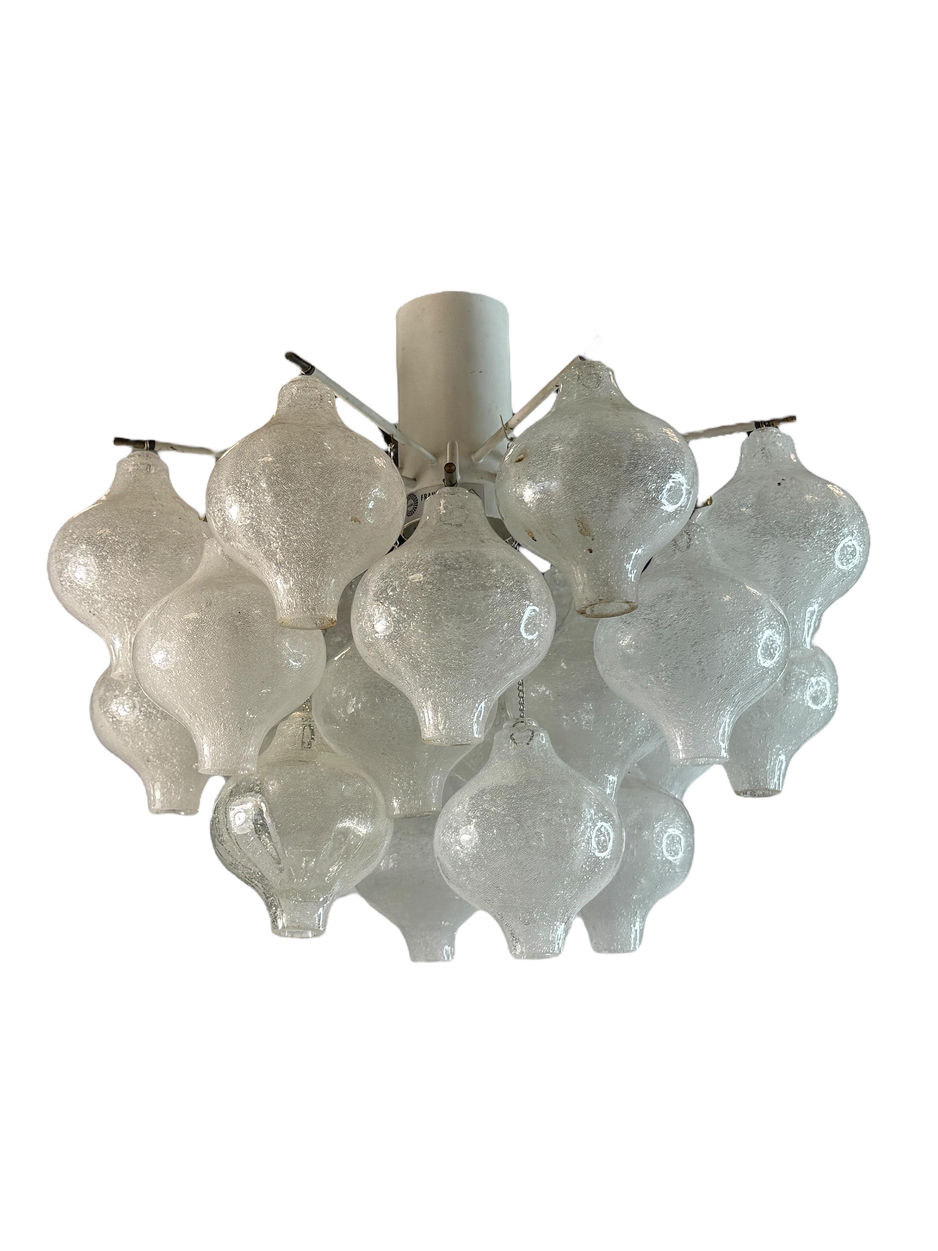 Beautiful Tulipan Glass Flush Mount by Kalmar Franken, Germany 1960s Alemán en venta