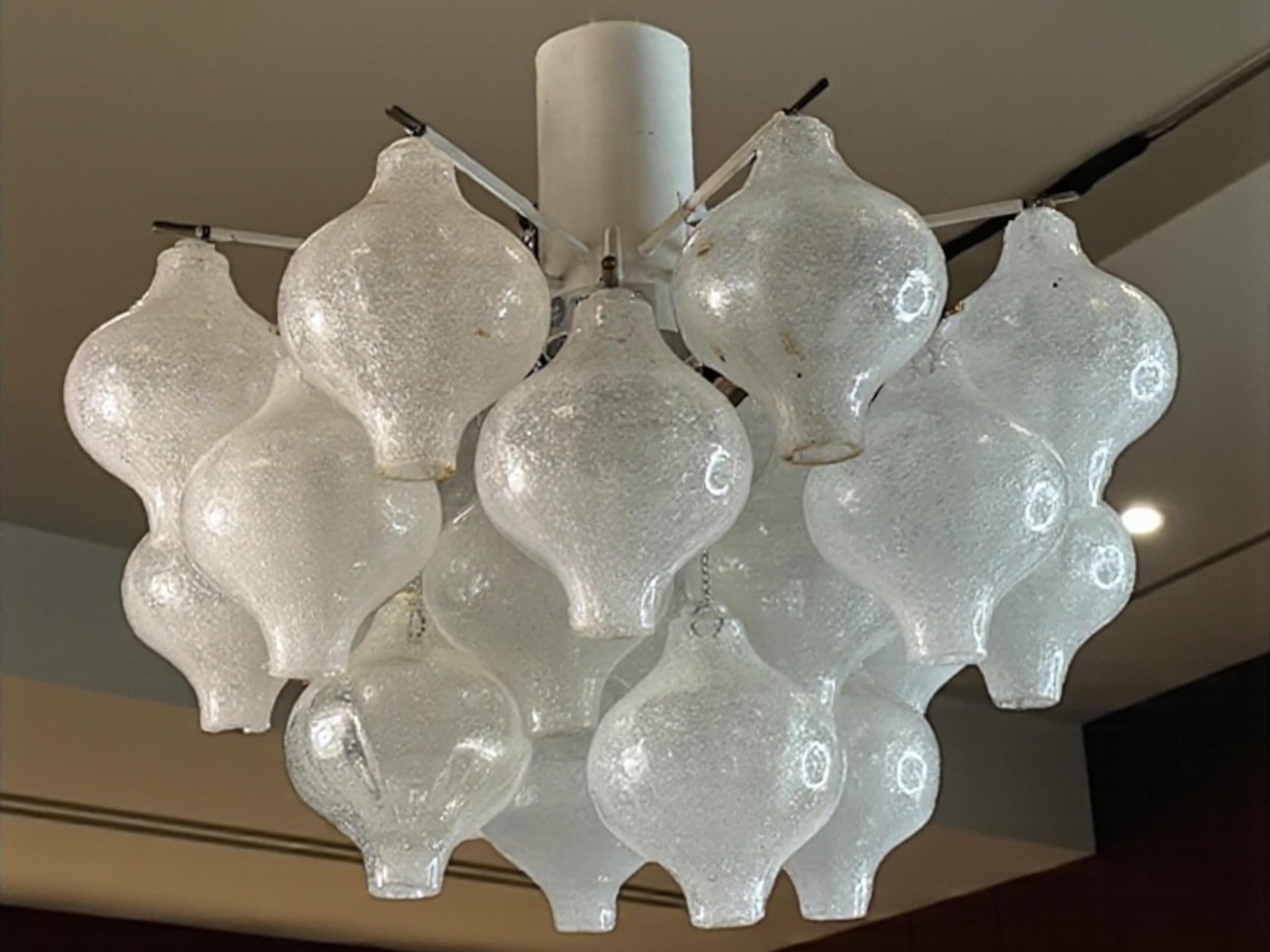 Beautiful Tulipan Glass Flush Mount by Kalmar Franken, Germany 1960s en venta 1