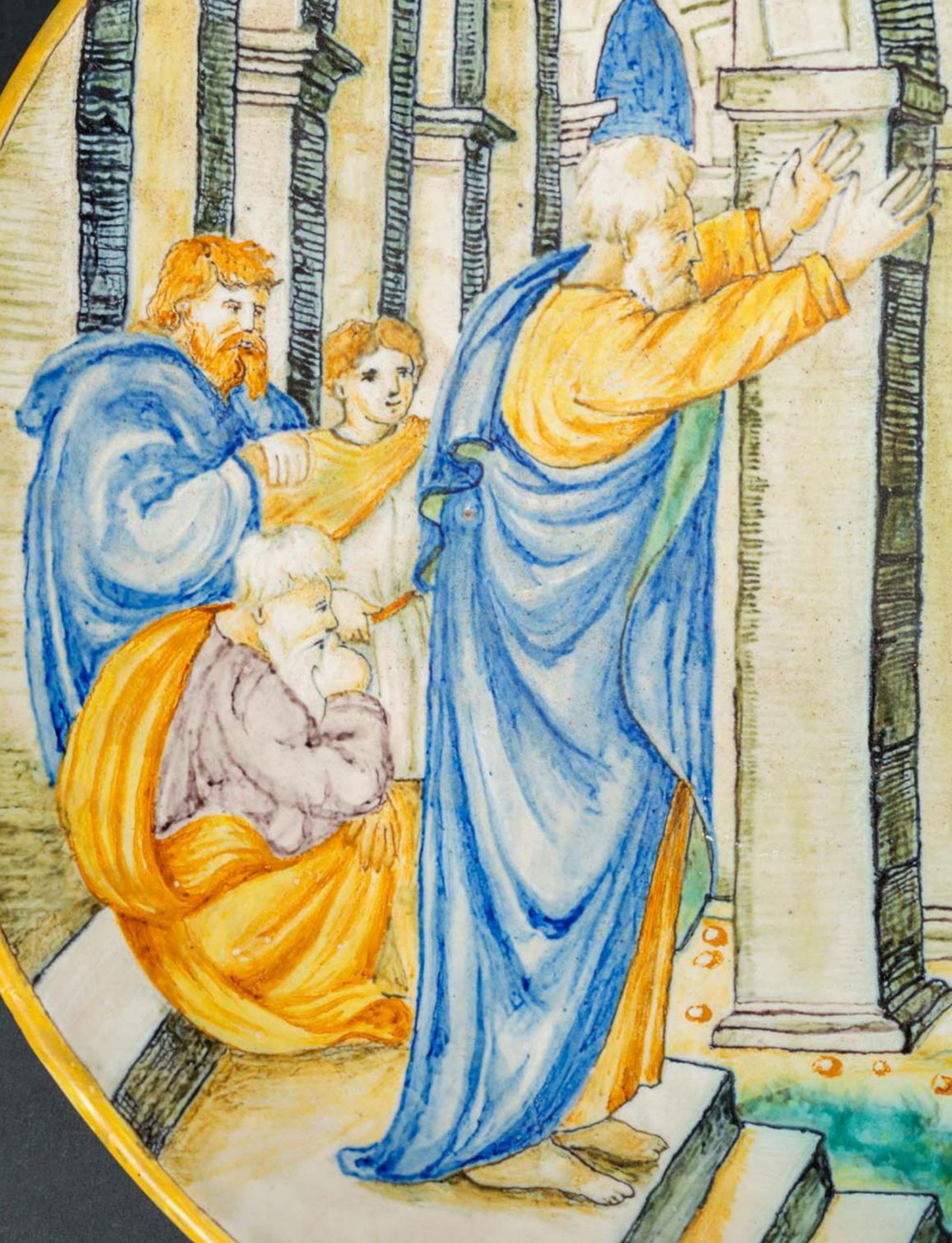 Barocco Bellissimo piatto toscano in ceramica del XVII secolo in vendita