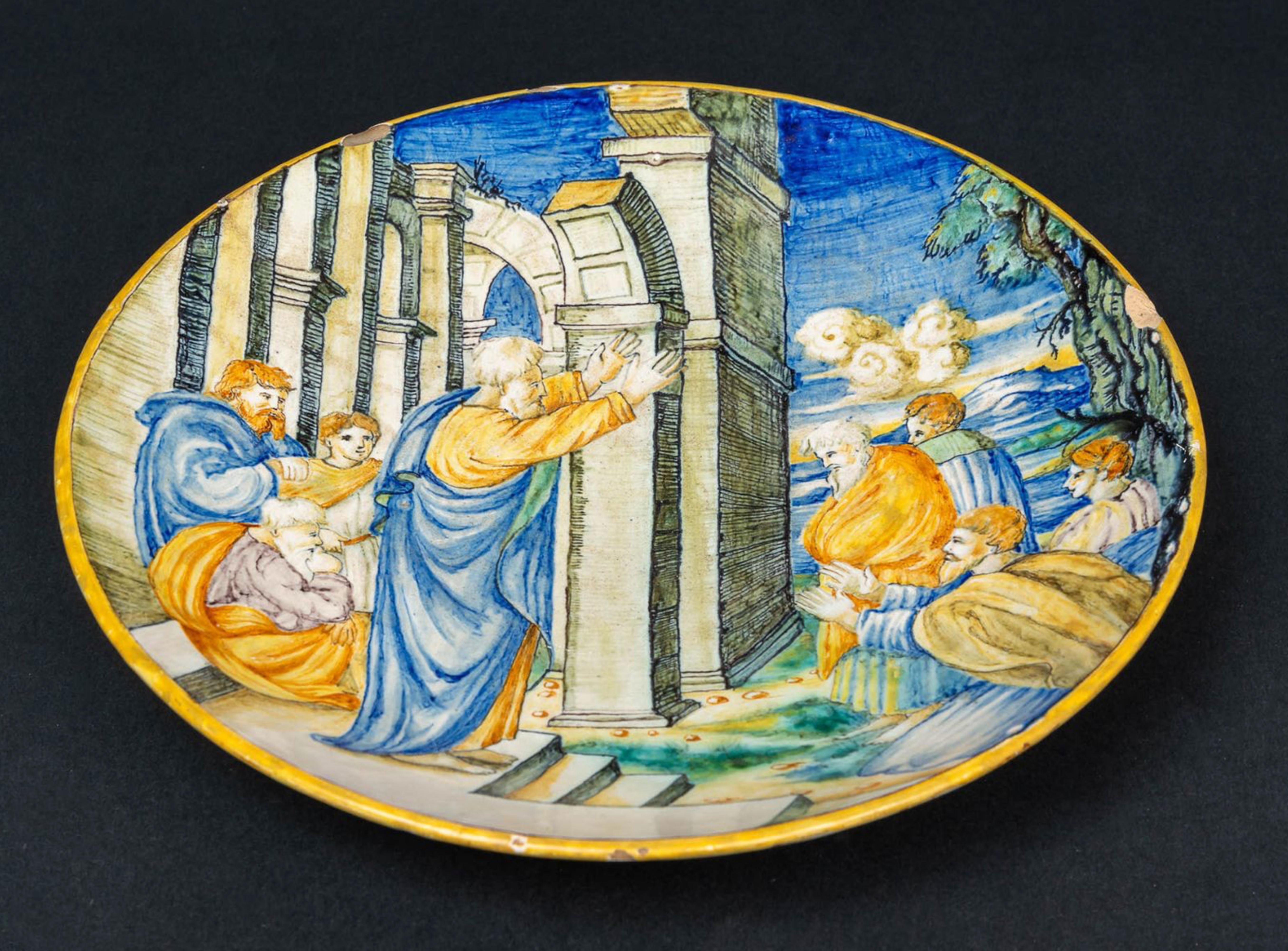 Italiano Bellissimo piatto toscano in ceramica del XVII secolo in vendita