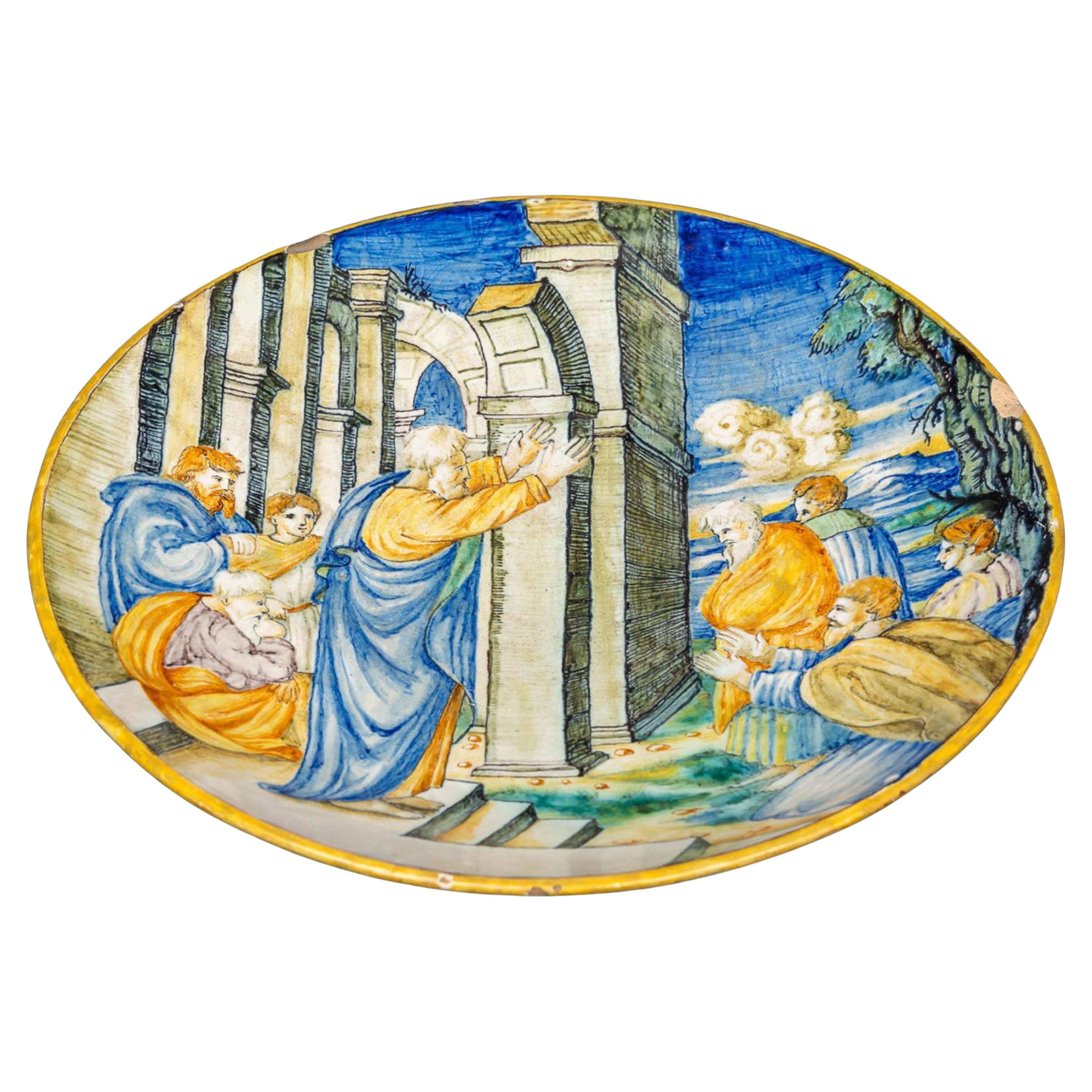 Bellissimo piatto toscano in ceramica del XVII secolo in vendita
