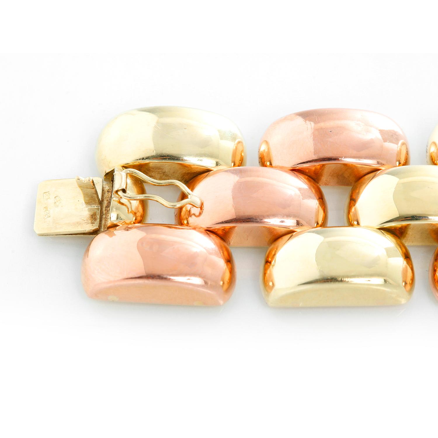 Women's Beautiful Two-Color Gold Link Bracelet