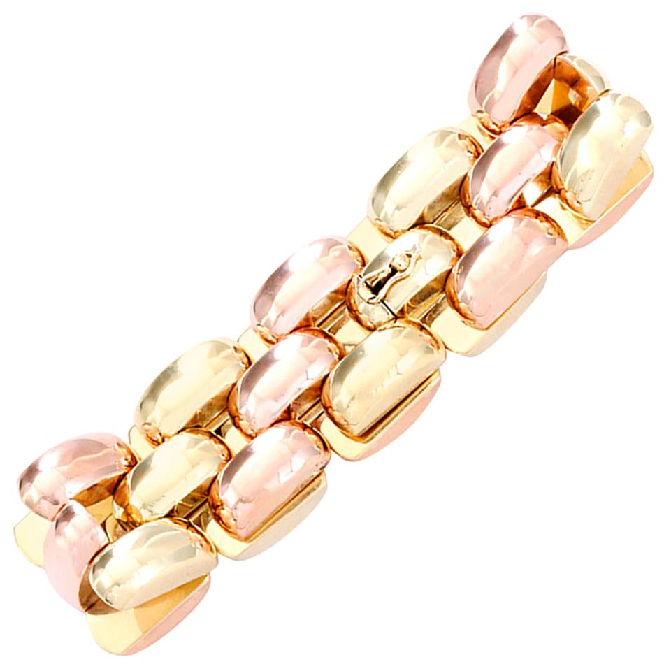Beautiful Two-Color Gold Link Bracelet