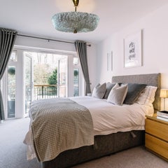 Beautiful Two Light Kalmar Ice Glass Chandelier Pendant, Austria, 1950s