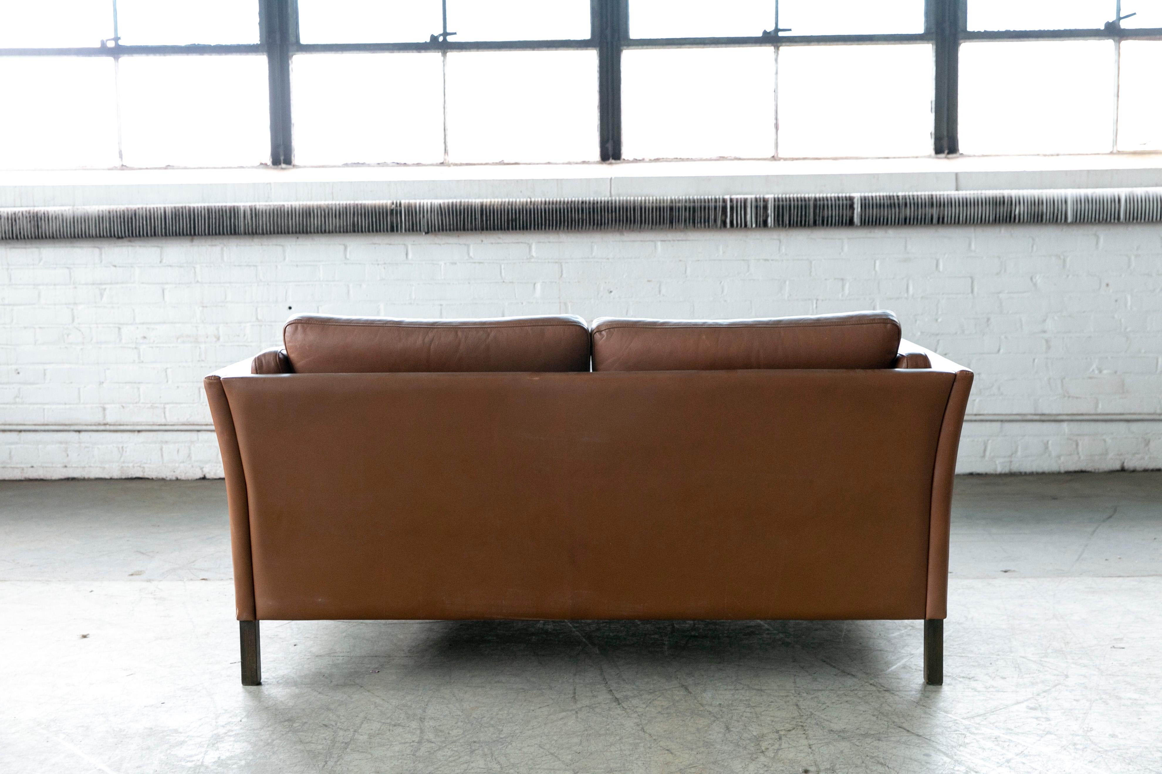 Beautiful Two-Seat Cognac Colored Leather Sofa Model MH2225 by Mogens Hansen 5