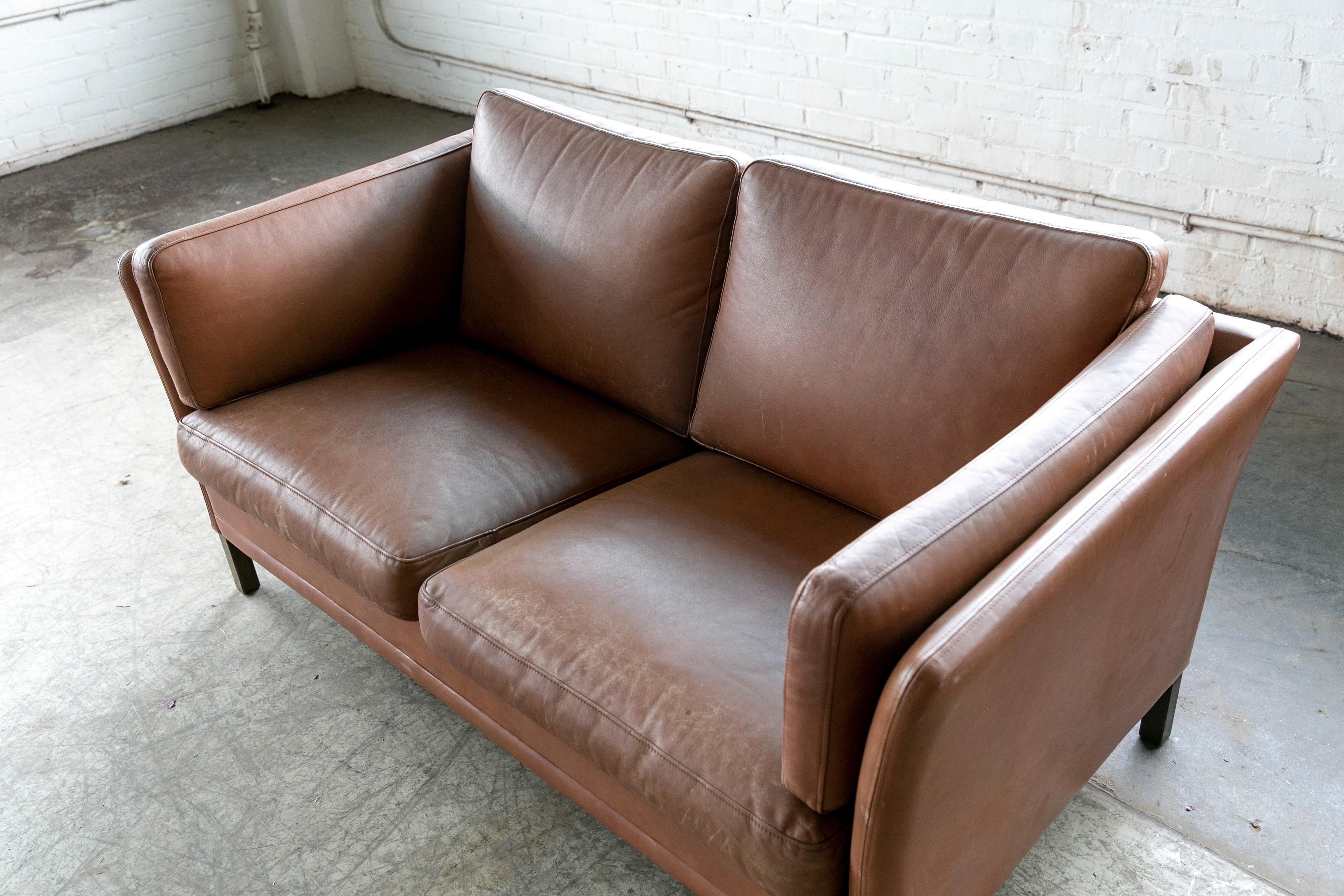 Beautiful Two-Seat Cognac Colored Leather Sofa Model MH2225 by Mogens Hansen 2