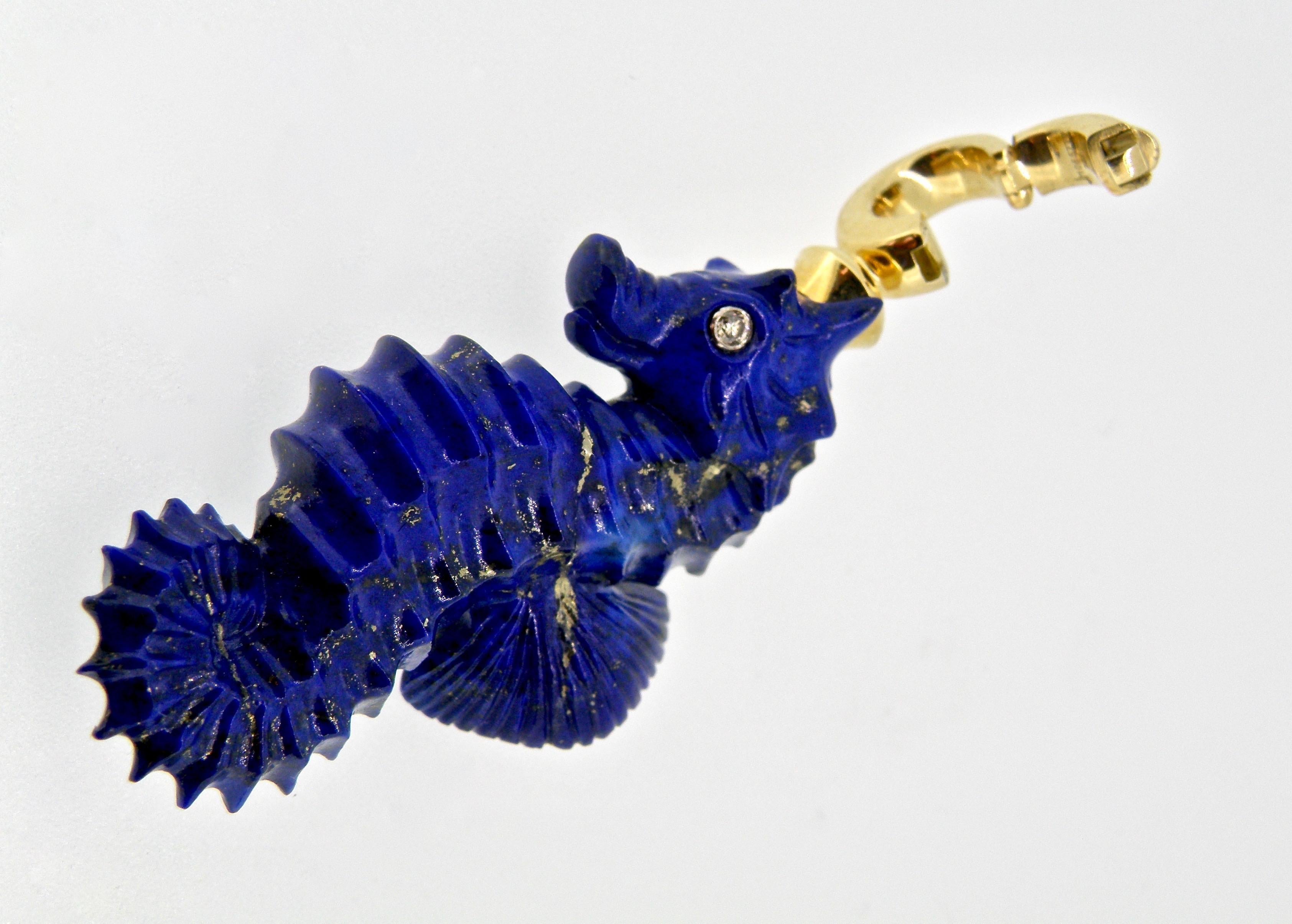 Contemporary Beautiful Two-Sided Lapis Lazuli Seahorse