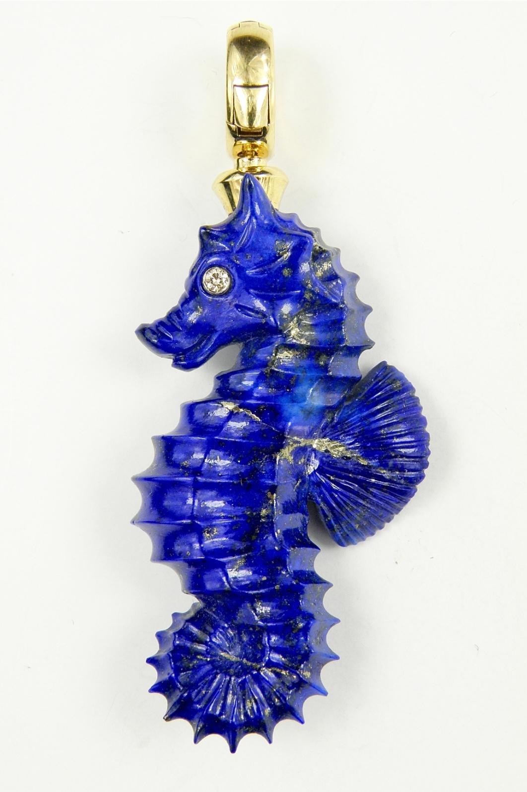 Beautiful Two-Sided Lapis Lazuli Seahorse 1