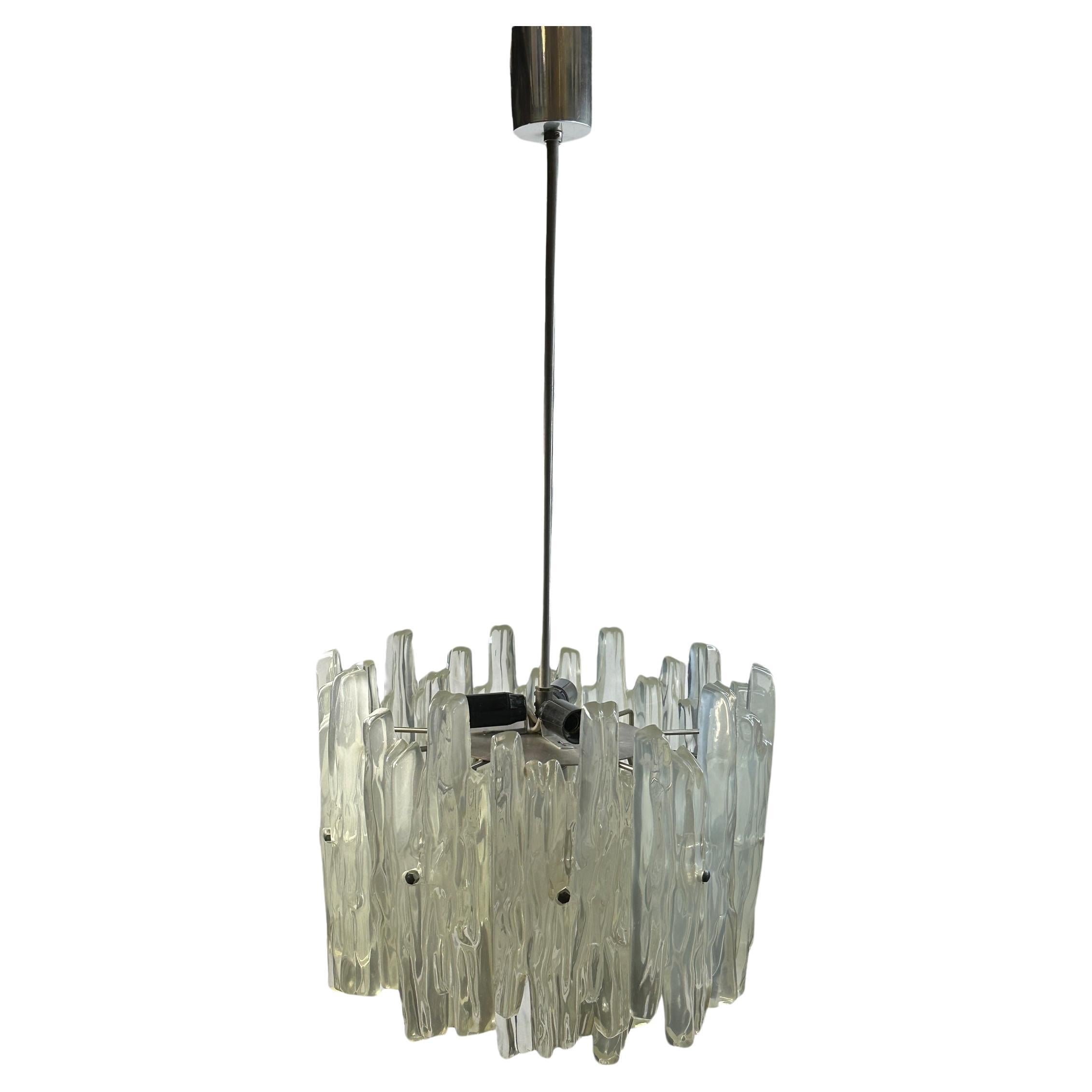 Beautiful Two Tier Kalmar Lucite Ice Glass Chandelier Pendant, Austria, 1960s