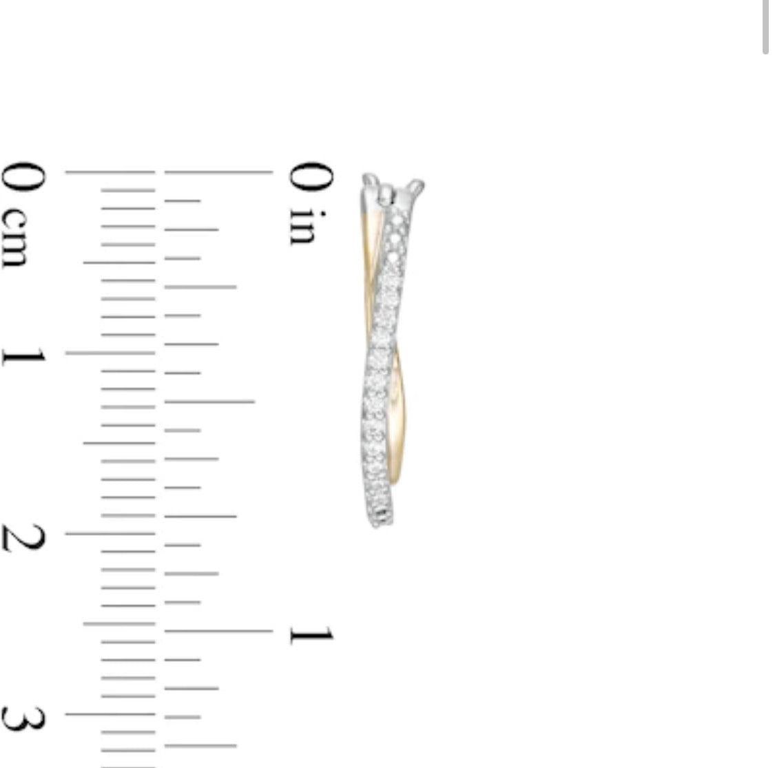 Uncut Beautiful TwoTone Crossover Diamond Earring in White/Yellow Gold For Sale