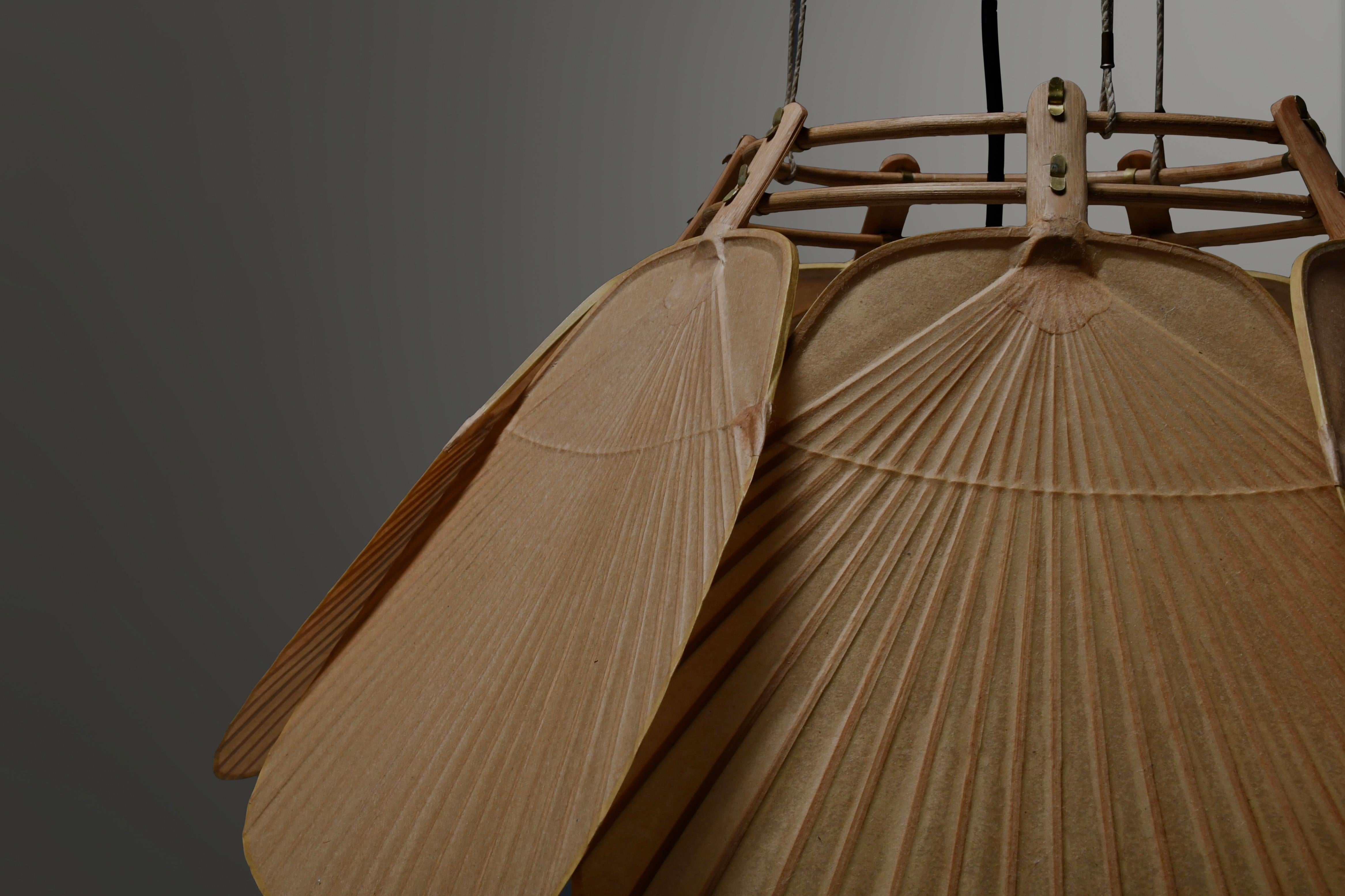 Beautiful Uchiwa ‘Ju Yon’ Chandelier by Ingo Maurer, Germany, 1970s For Sale 1