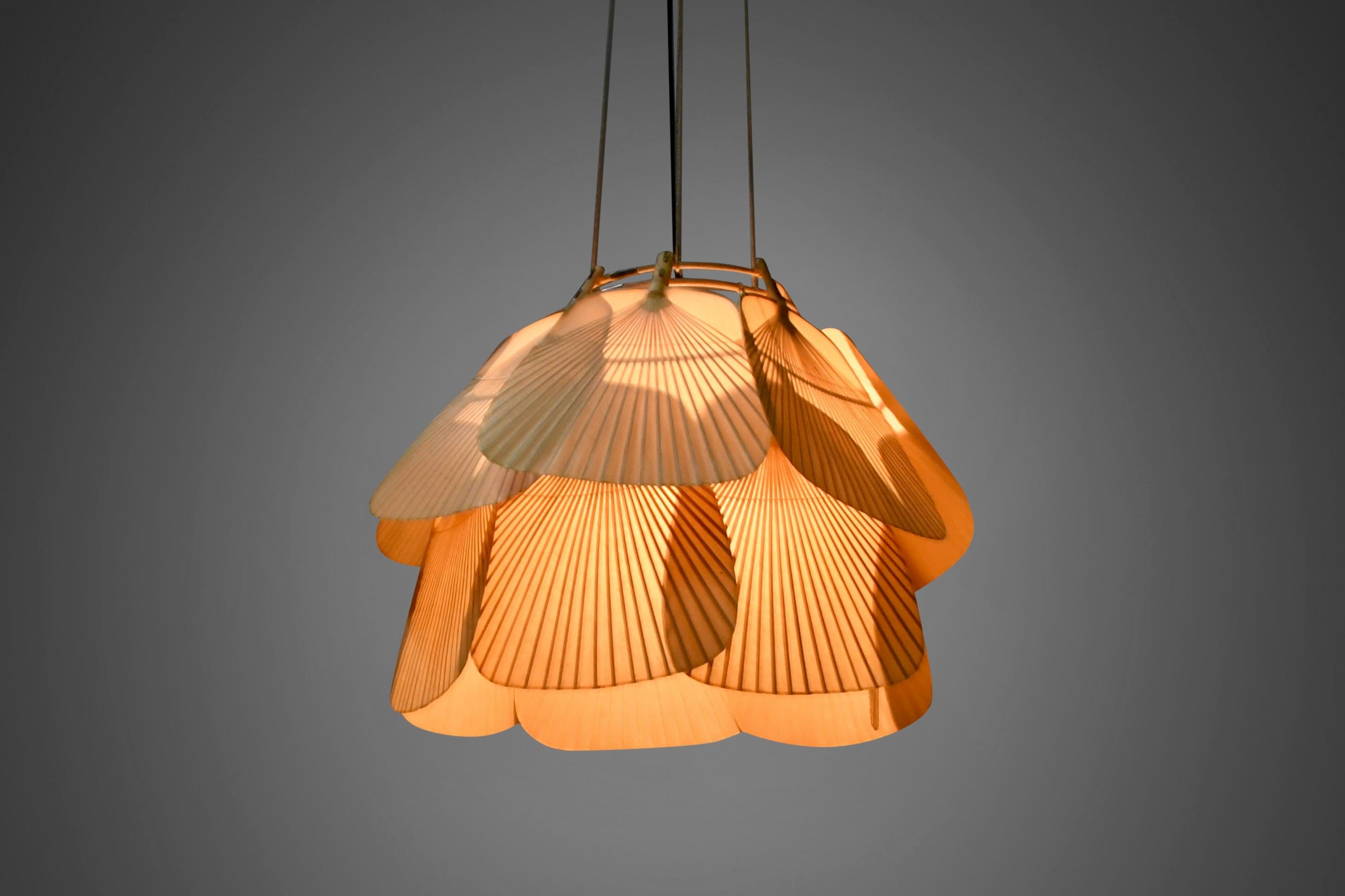 Bambù Bellissimo lampadario Uchiwa 'Ju Yon' di Ingo Maurer, Germania, anni '70 in vendita