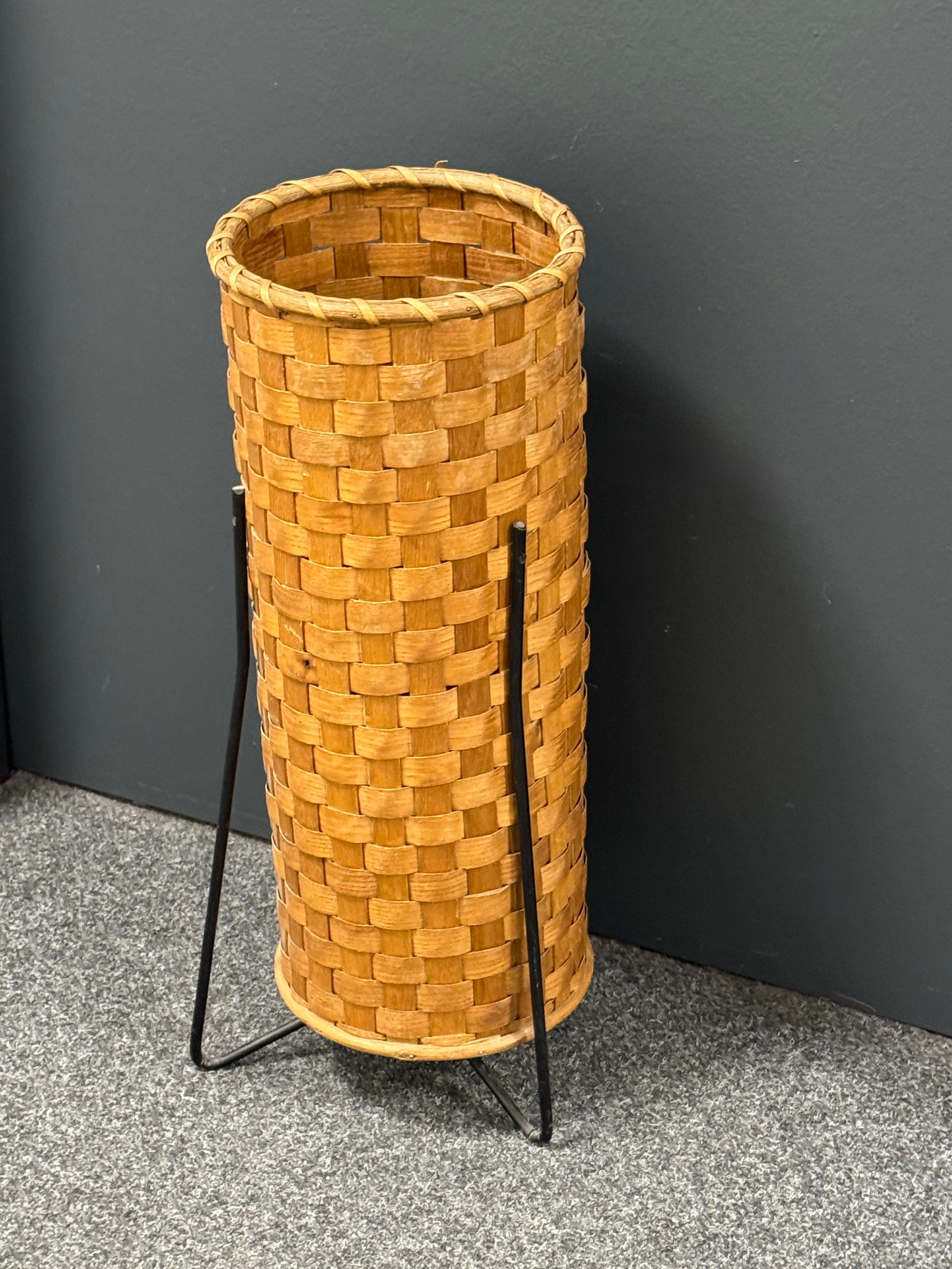 Mid-Century Modern Beautiful Umbrella Stand Wickerwork and String, 1960s, Italy For Sale