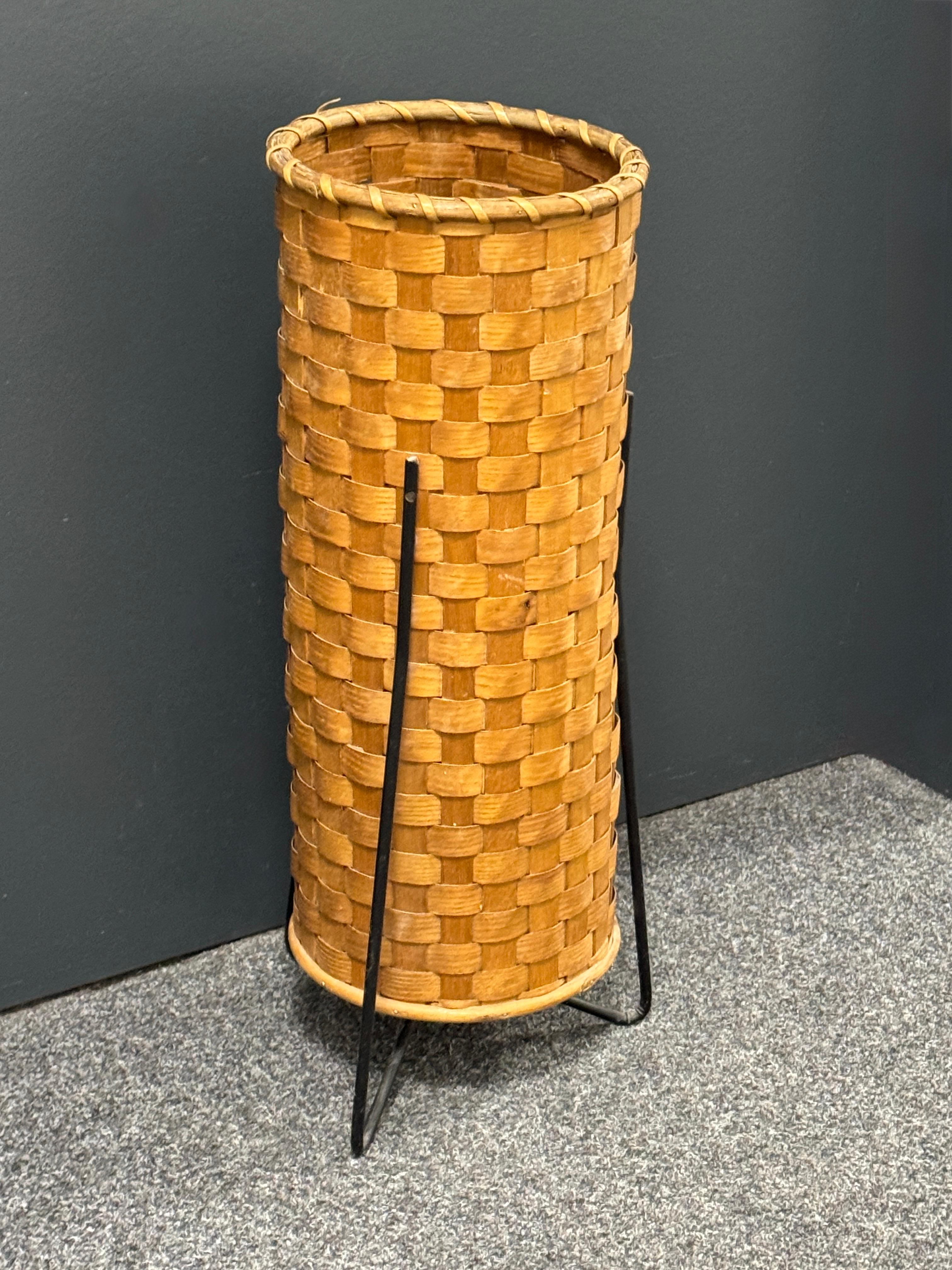Italian Beautiful Umbrella Stand Wickerwork and String, 1960s, Italy For Sale