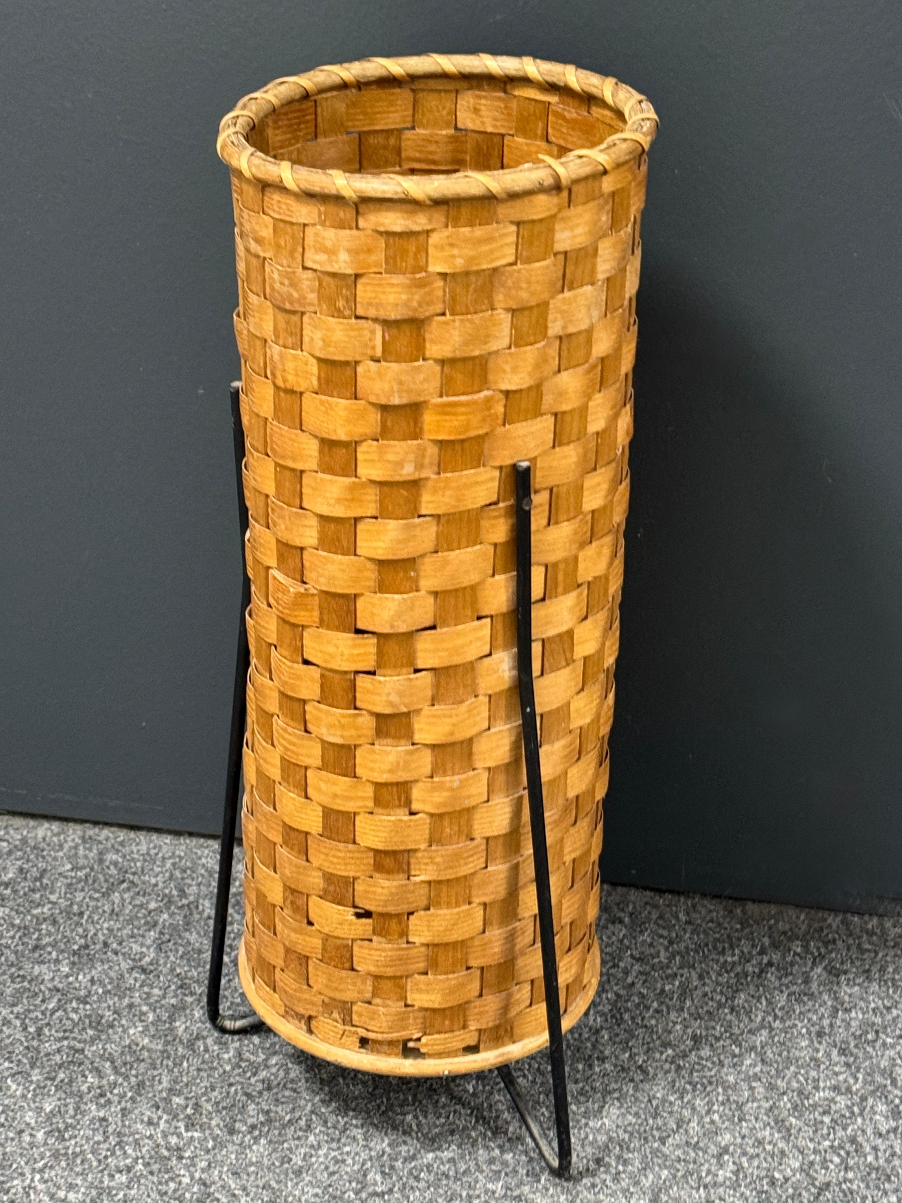 Metal Beautiful Umbrella Stand Wickerwork and String, 1960s, Italy For Sale