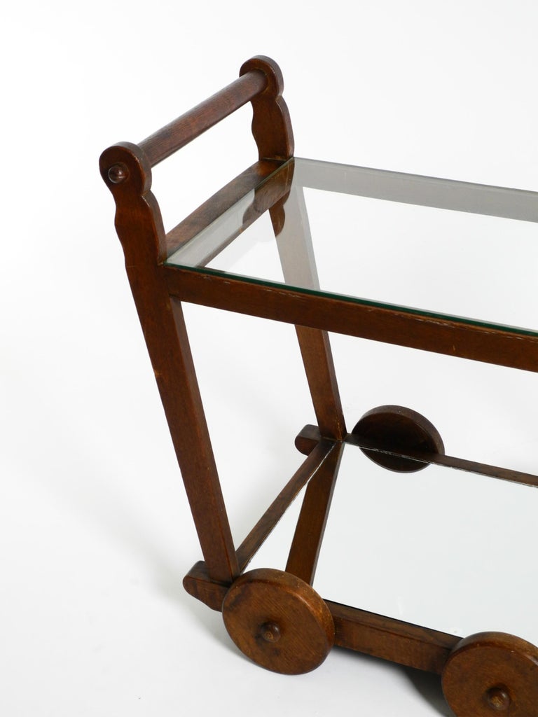 Chariot à Thé Art Déco – Table Roulante Boissons En Chêne Massif – Années 1920
