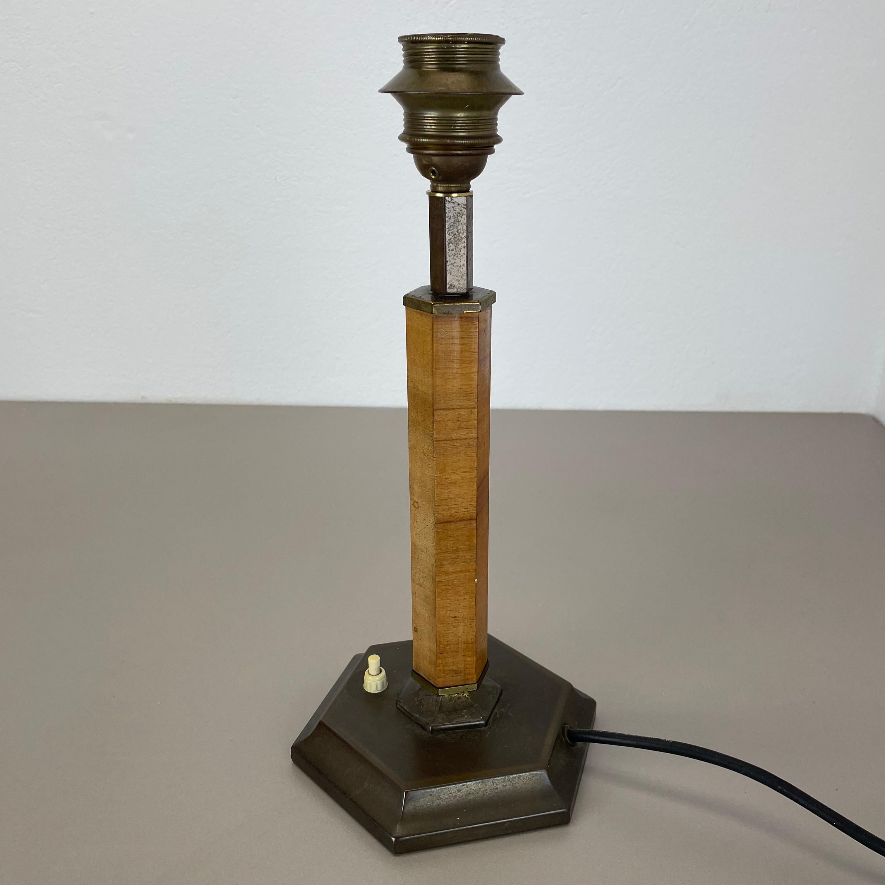  Beautiful unique art deco brass and wood table light, Germany 1930s For Sale 7