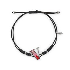 Handdekoriertes Mikromosaik-Armband, Buchstabe V, Weißgold, weiße Diamanten