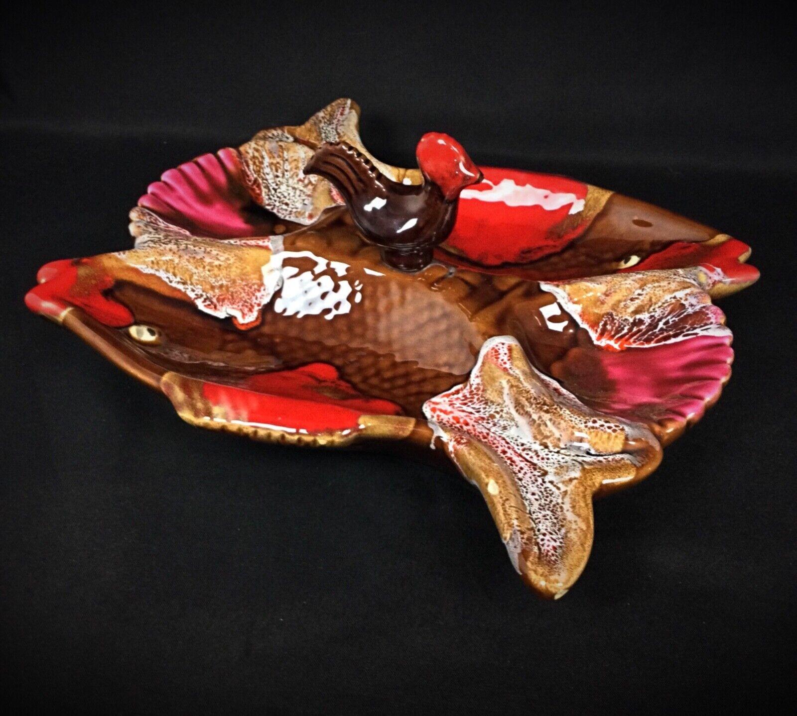 Beautiful Vallauris Compartmentalized Appetizer Dish – Fish and Rooster  - 2Y284 For Sale 6