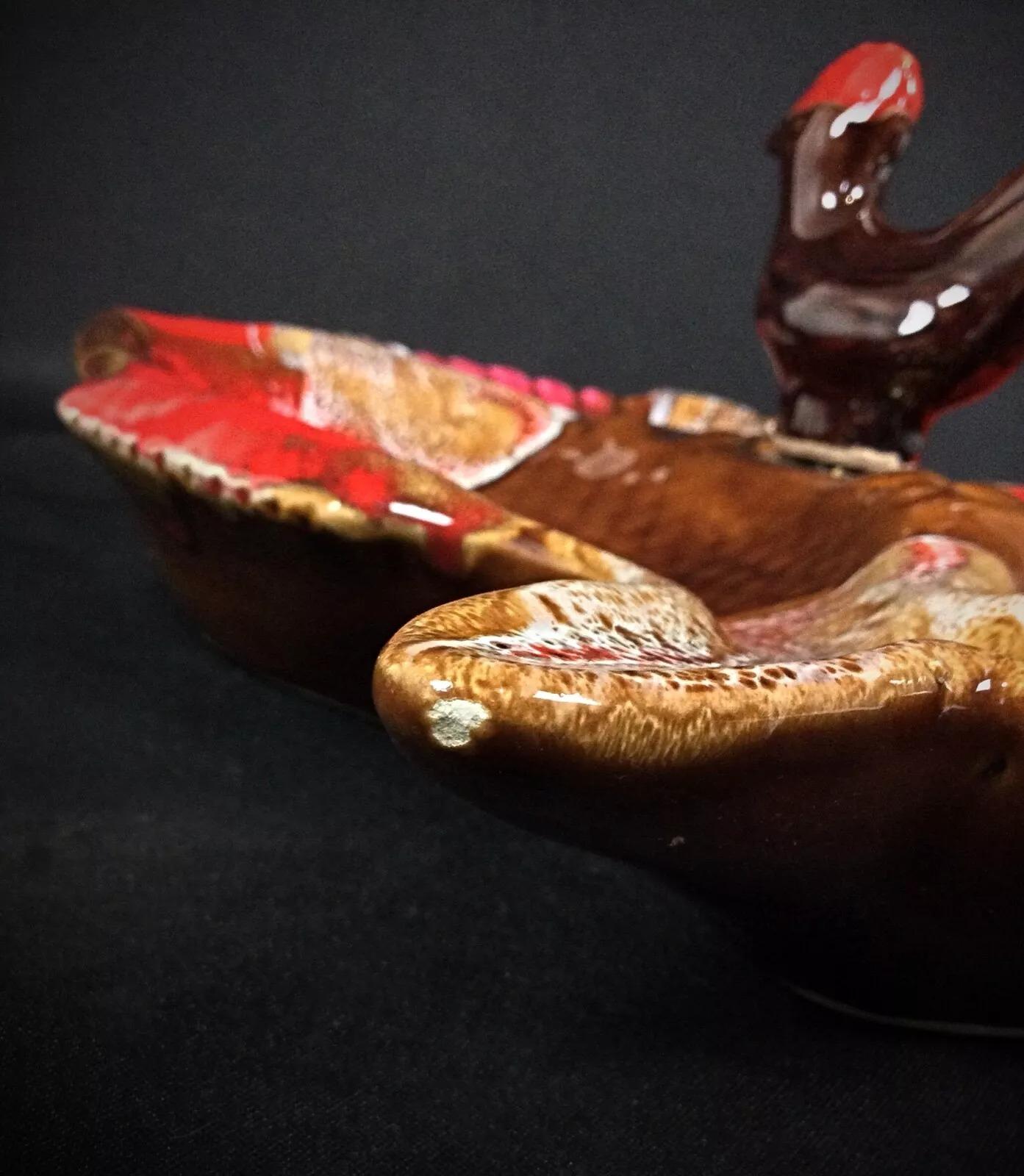 Beautiful Vallauris Compartmentalized Appetizer Dish – Fish and Rooster  - 2Y284 For Sale 1