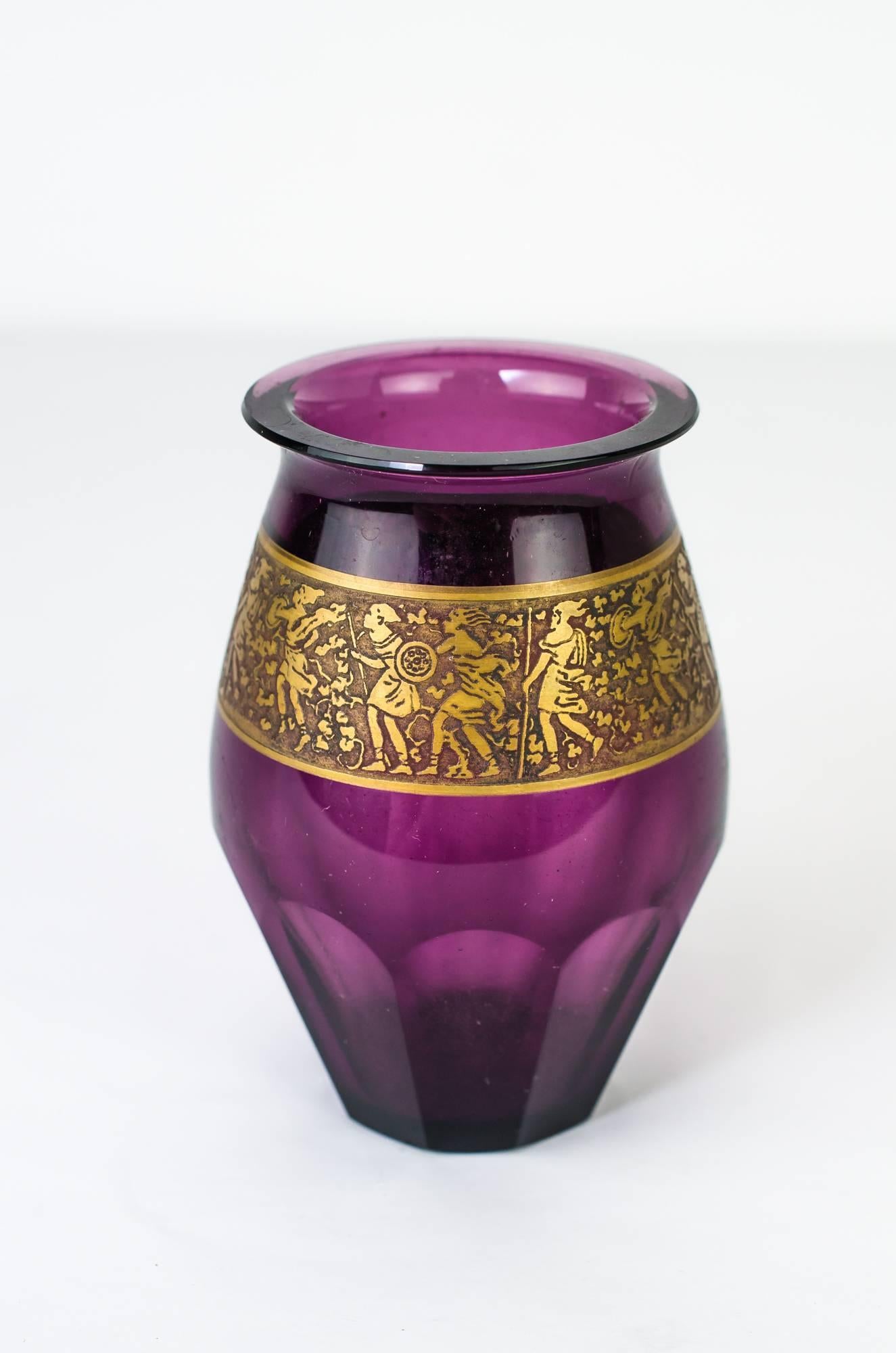 Beautiful vase by Moser Karlsbad
Glass with a gold trim, made circa 1900 in Karlsbad by Moser Glassworks.