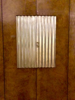 Beautiful Veneered, Ebonized and Parcel Gilt Television Cabinet