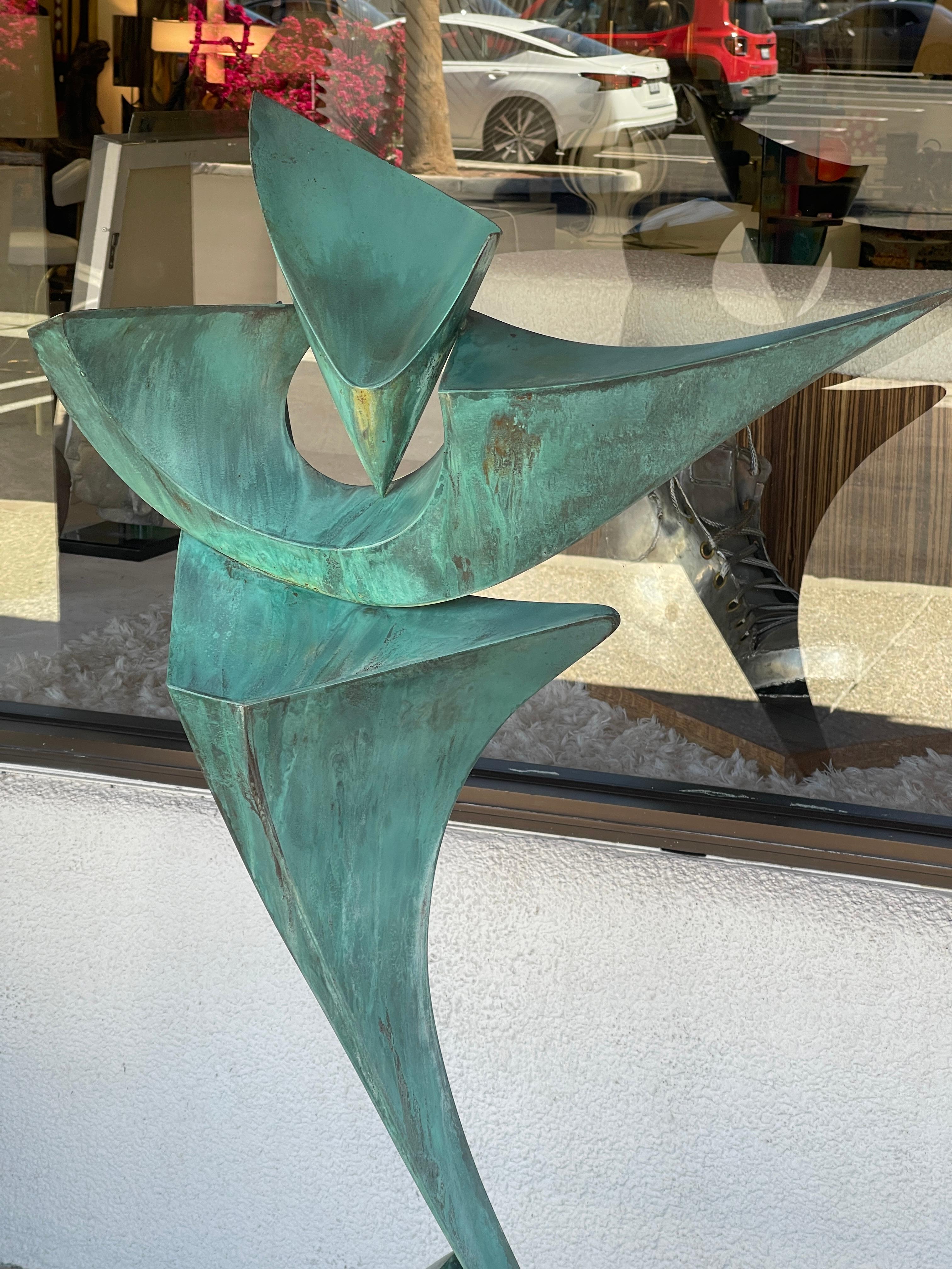 Beautiful Verdigris Copper Abstract Sculpture by Lyle London 4