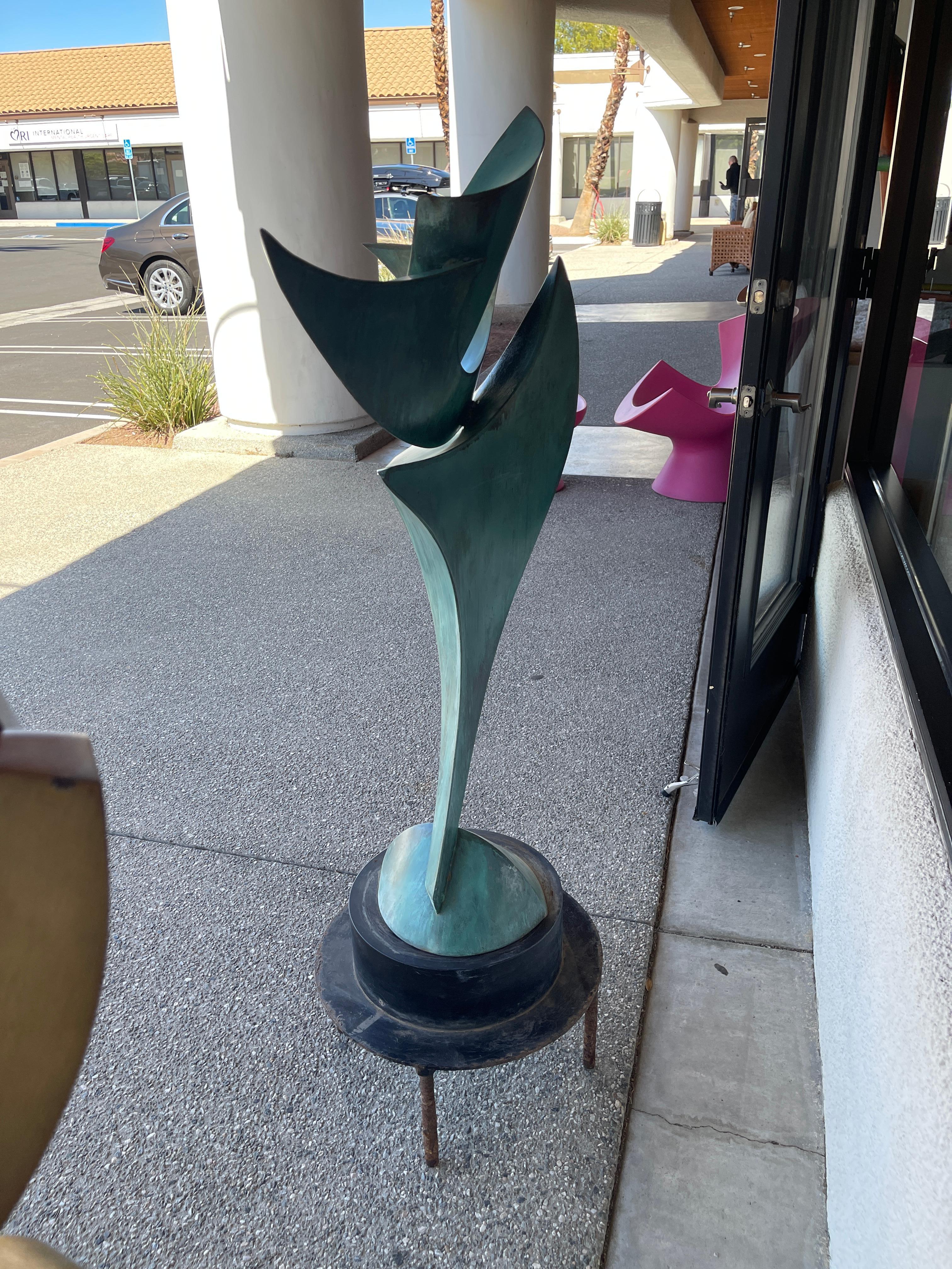 Beautiful Verdigris Copper Abstract Sculpture by Lyle London 10