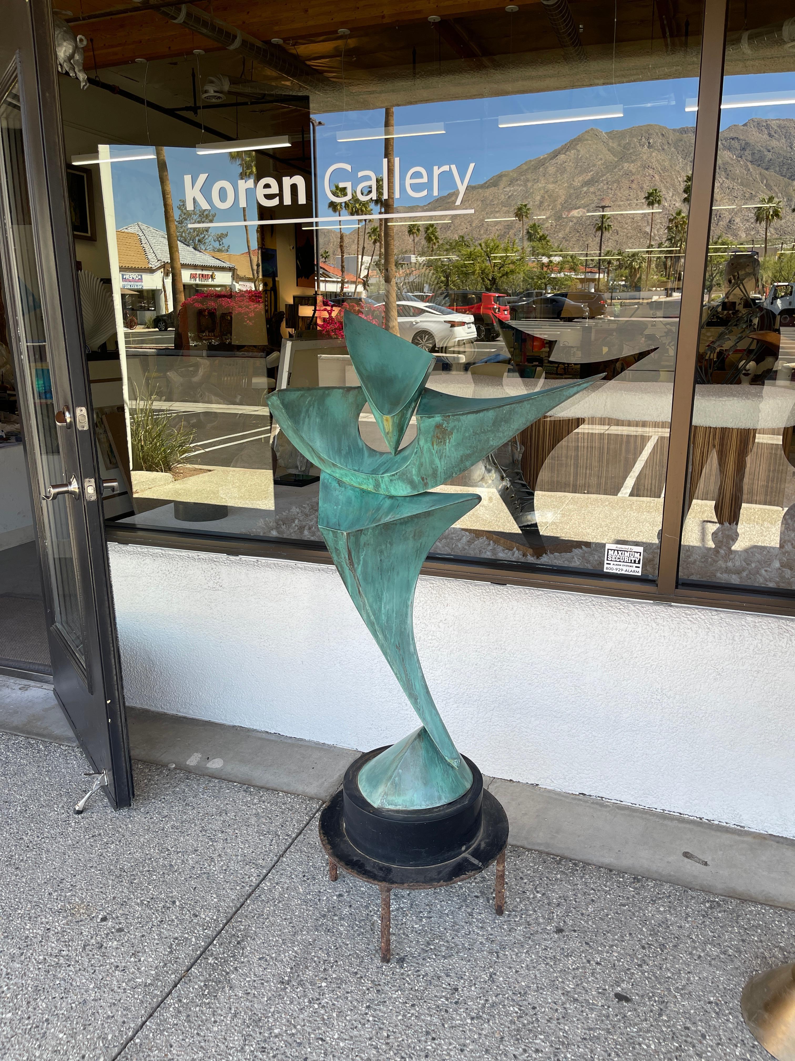 Beautiful Verdigris Copper Abstract Sculpture by Lyle London 13