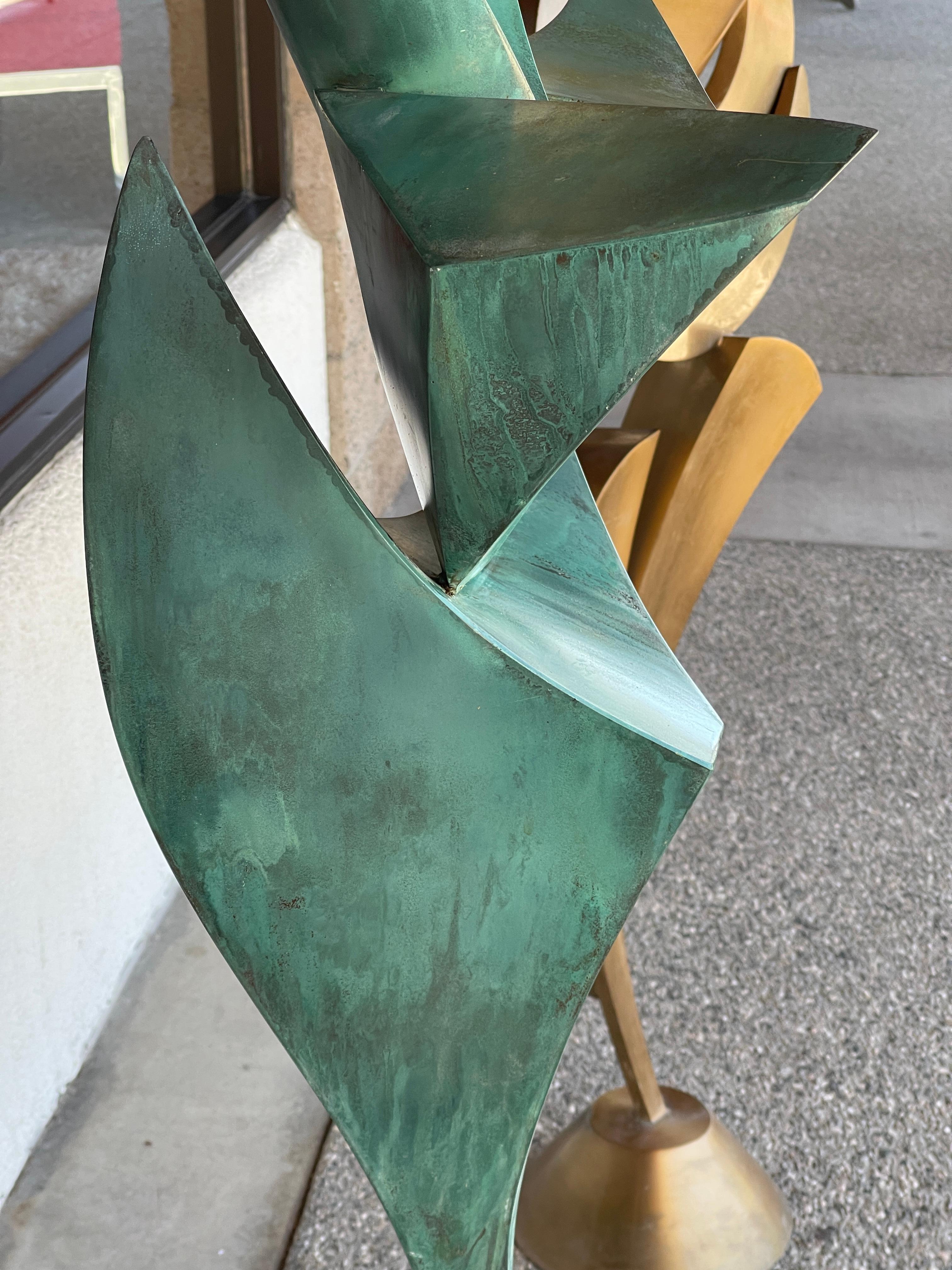 Hand-Crafted Beautiful Verdigris Copper Abstract Sculpture by Lyle London