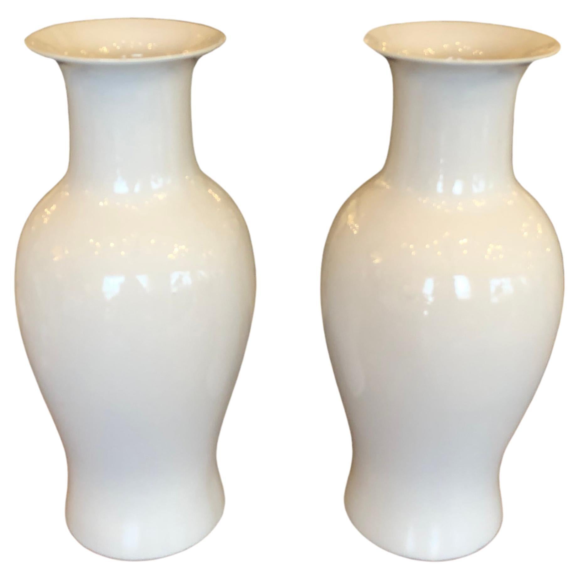 Beautiful Versatile Pair of Blanc de Chine Chinese White Porcelain Vases