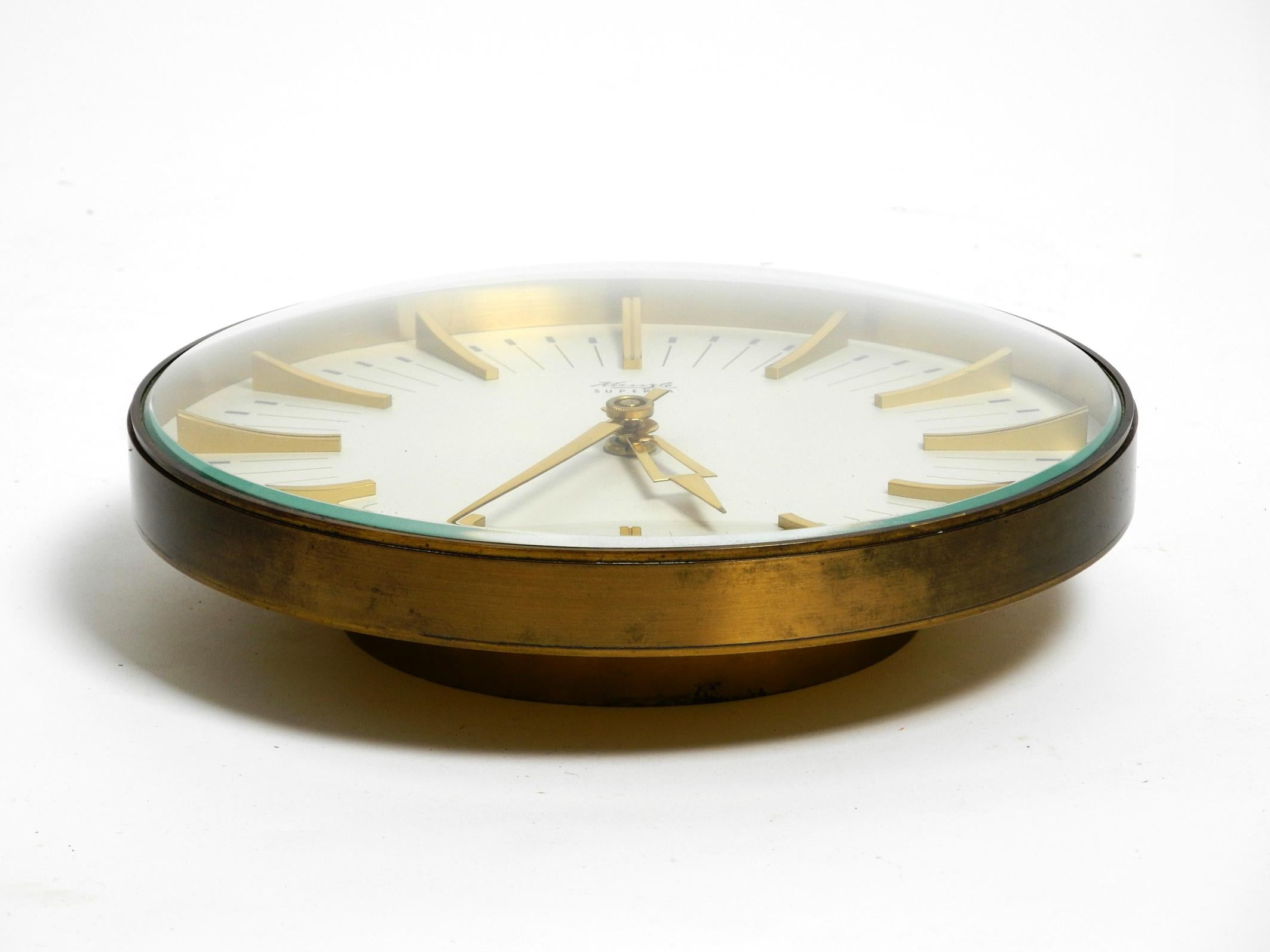 Mid-Century Modern Beautiful, Very Elegant, Heavy Midcentury Kienzle Superia Brass Wall Clock