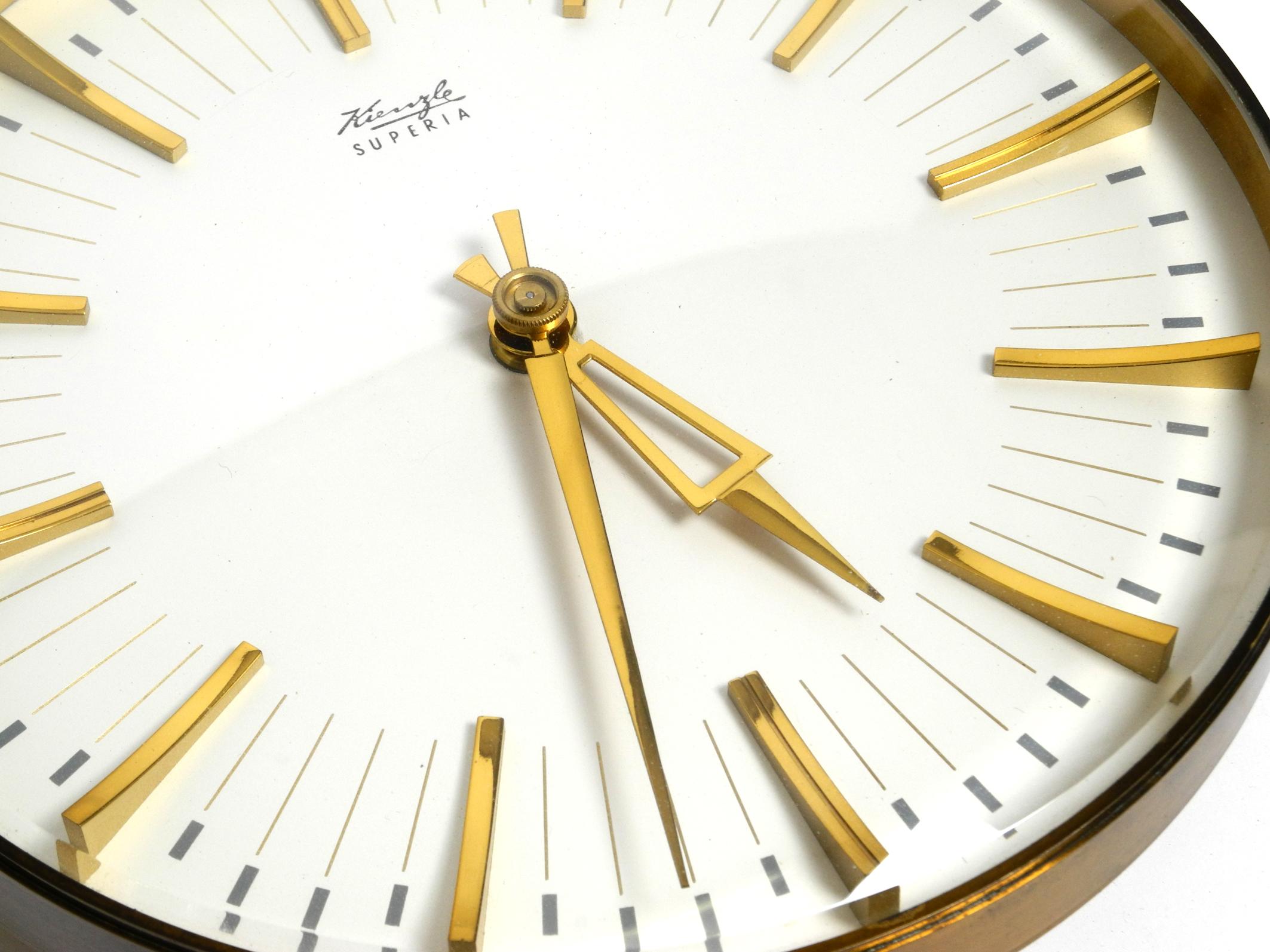 Mid-20th Century Beautiful, Very Elegant, Heavy Midcentury Kienzle Superia Brass Wall Clock